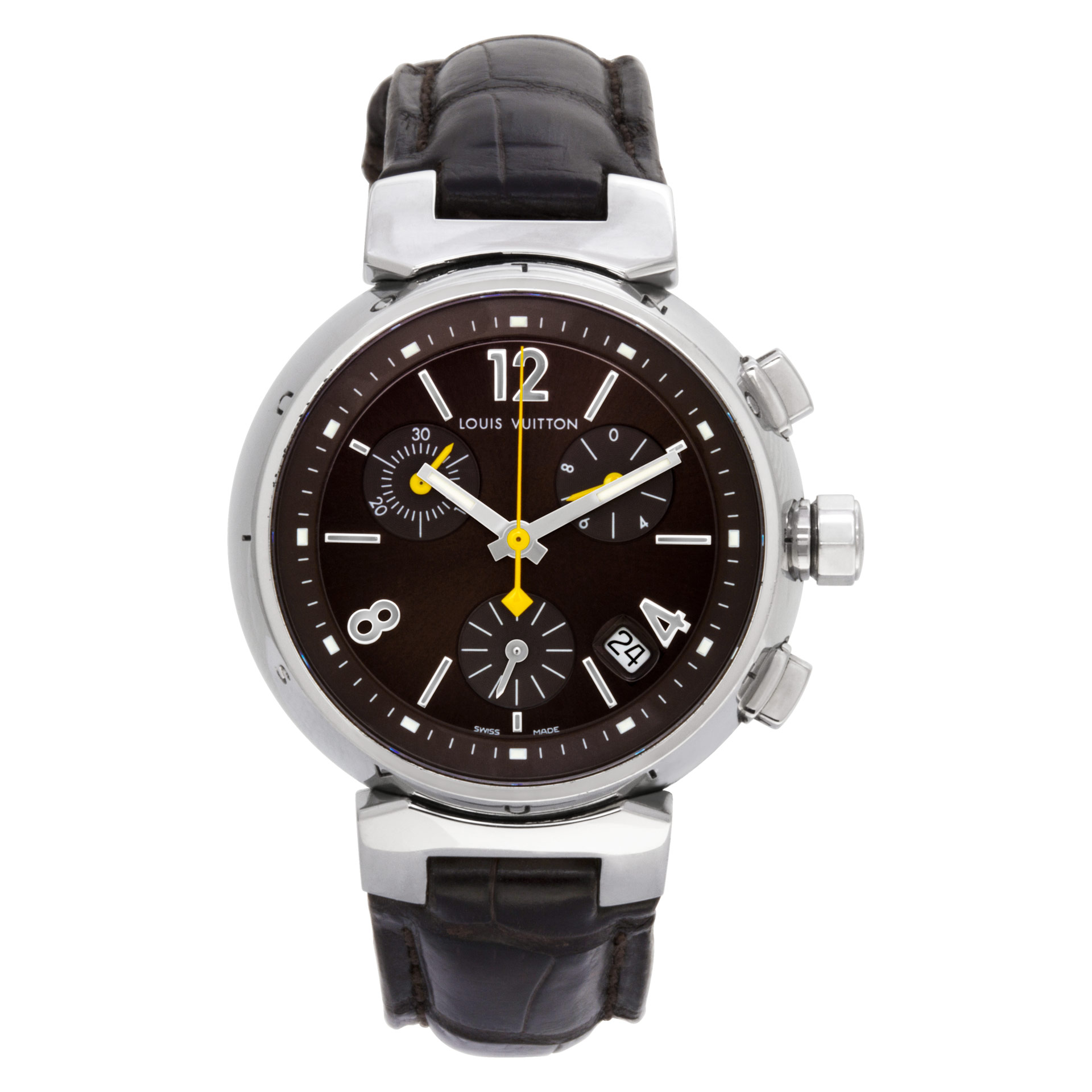 Pre-owned Louis Vuitton Tambour Q1321 stainless steel 33mm