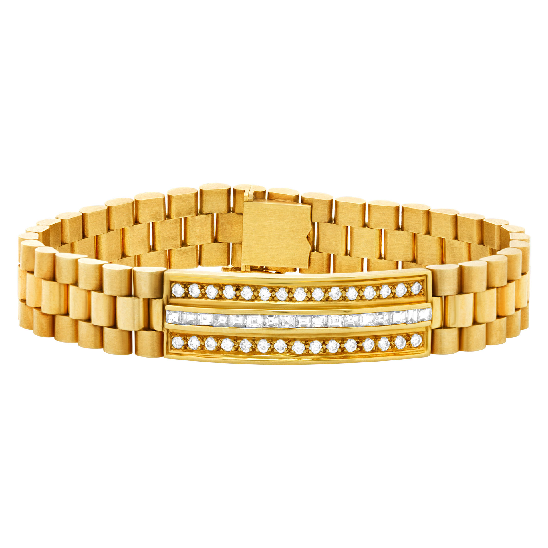 Mens diamond bracelet in 18k yellow gold w/ approx. 1.50 carats in diamonds