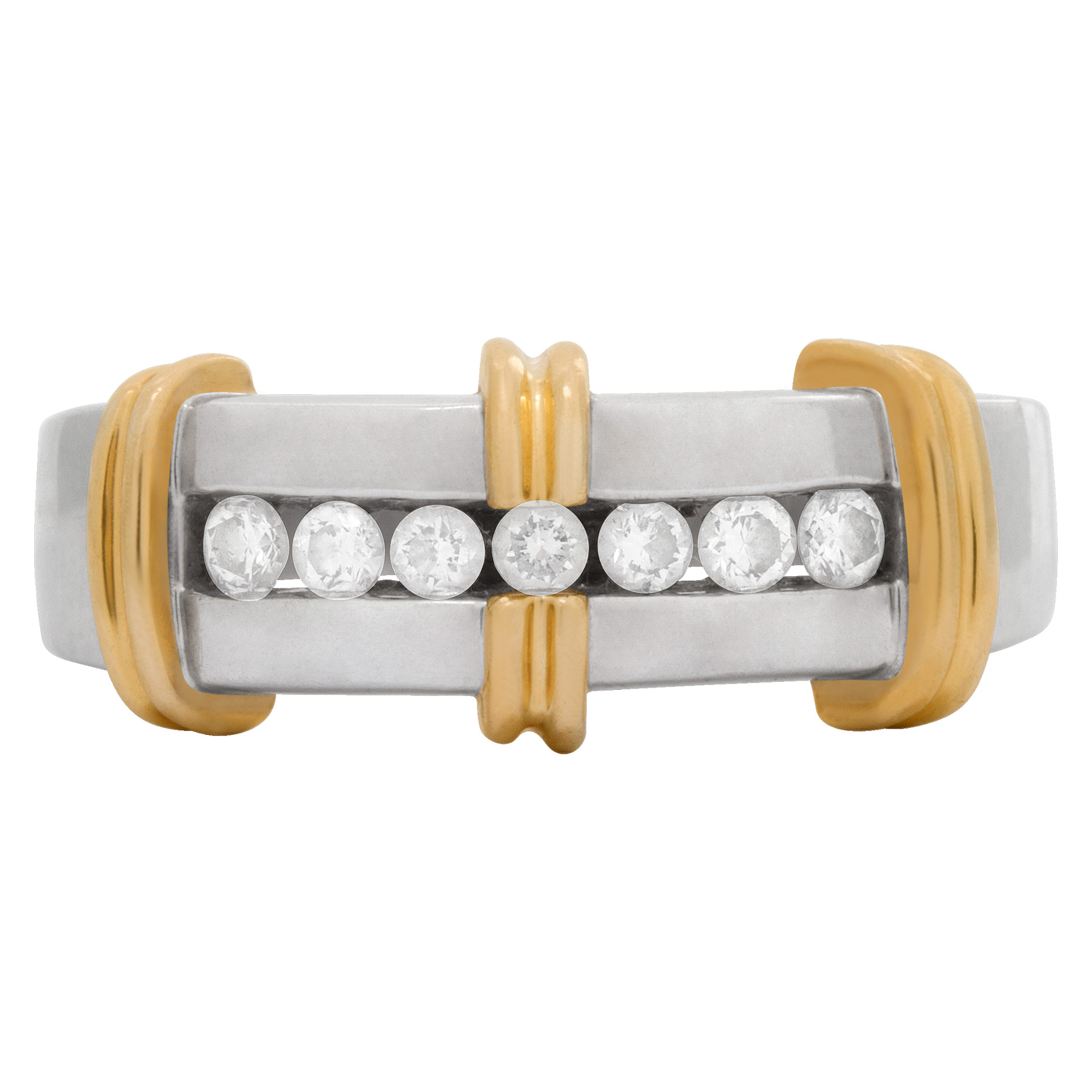 Mens diamond ring in 14k white and yellow gold w/ approx. 0.30 carat diamonds.Size 11.