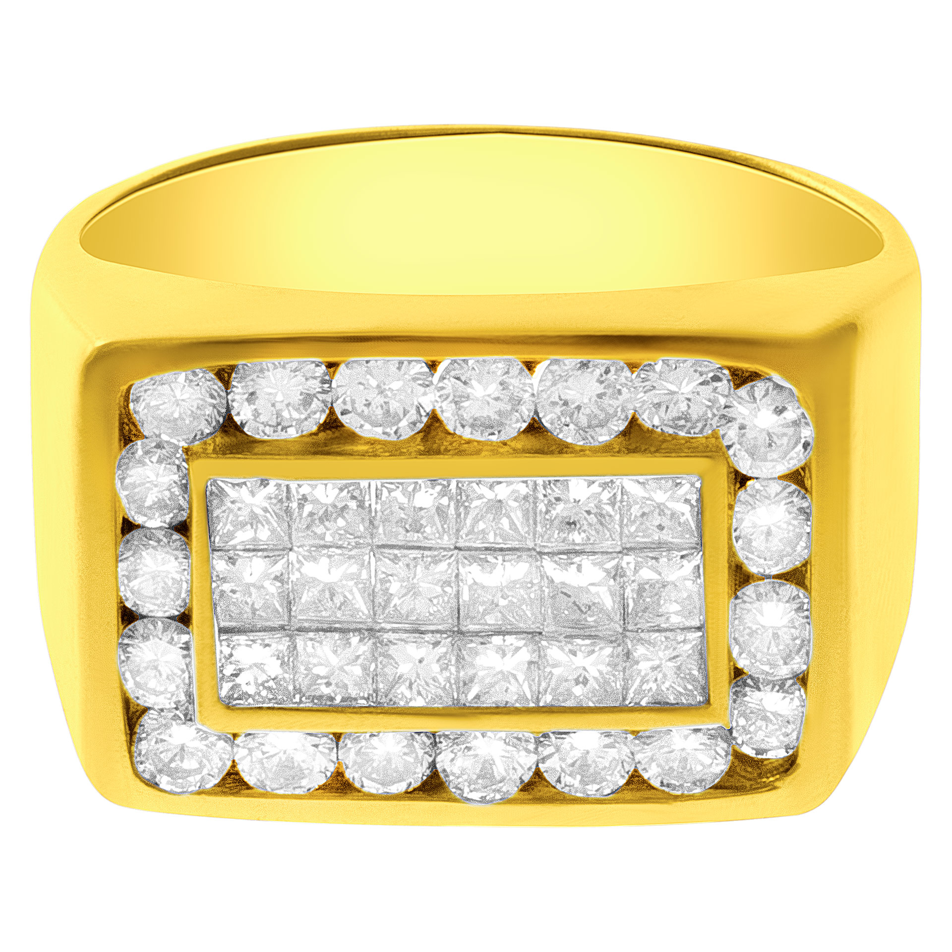 Mens stylish diamond ring in 18k. 2.75 carats (H color, I clarity). Size 11