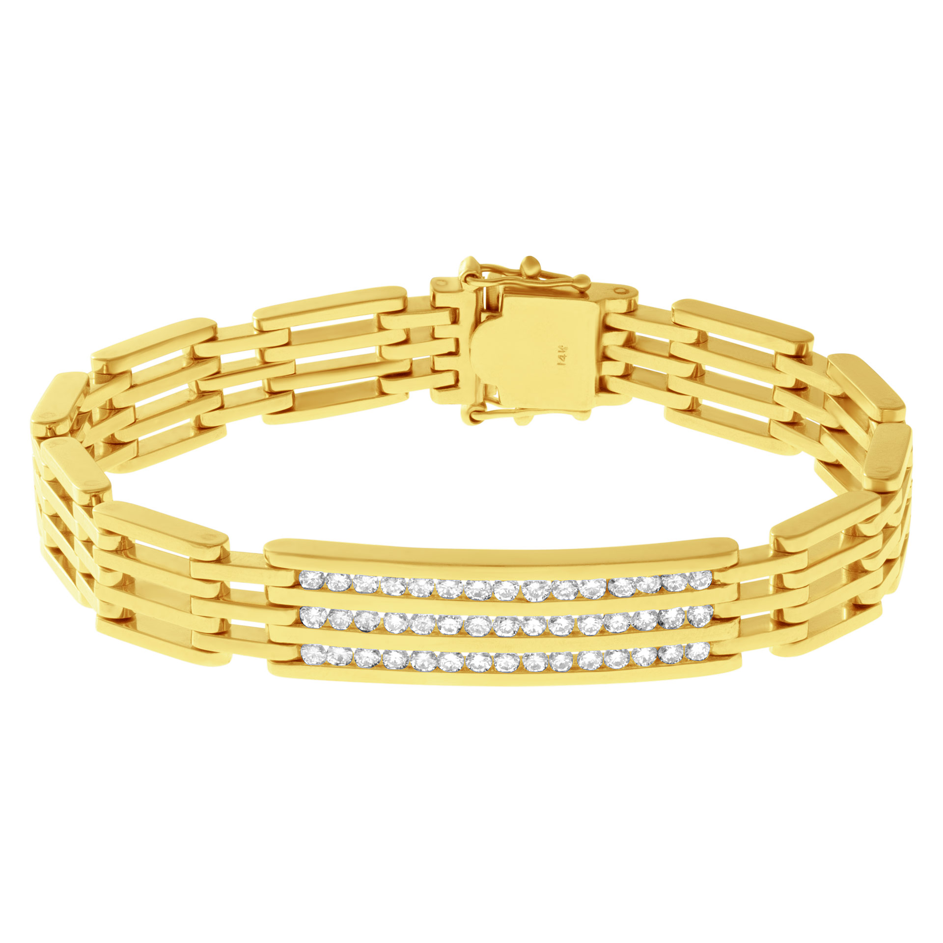 Mens three row diamond bracelet