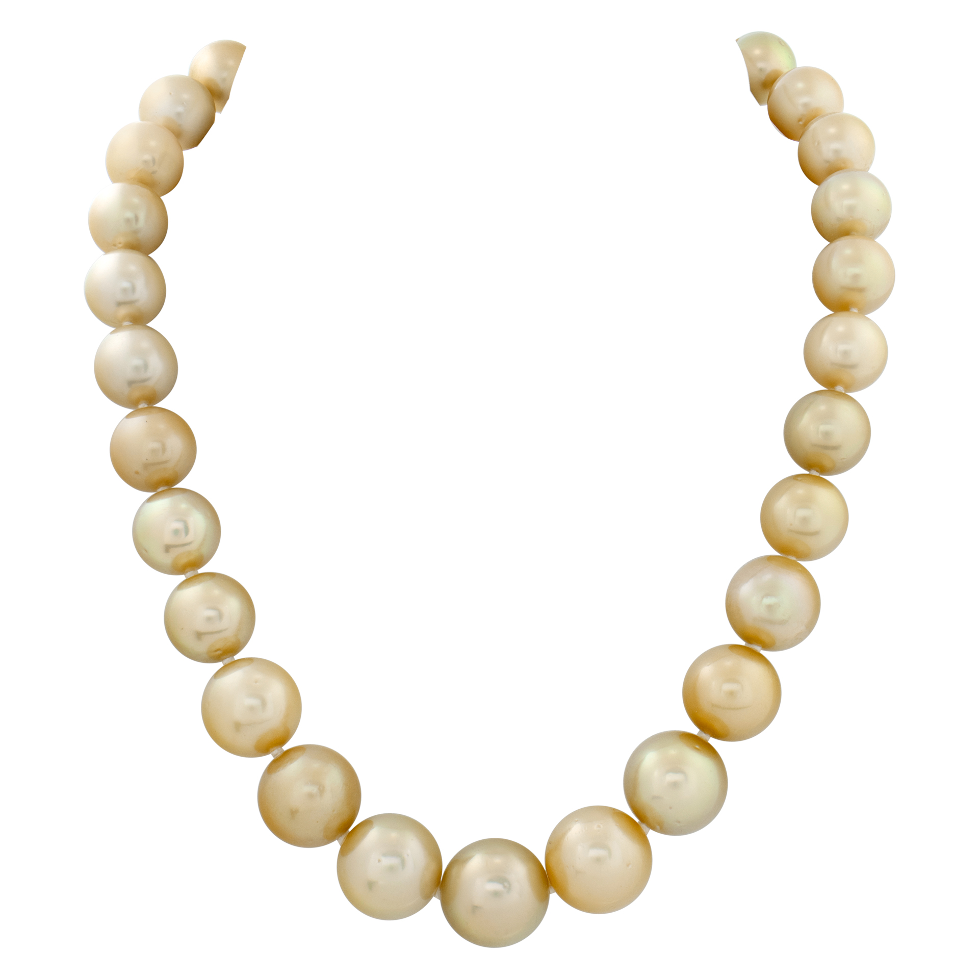 Natural deep yellow golden South Sea pearls necklace