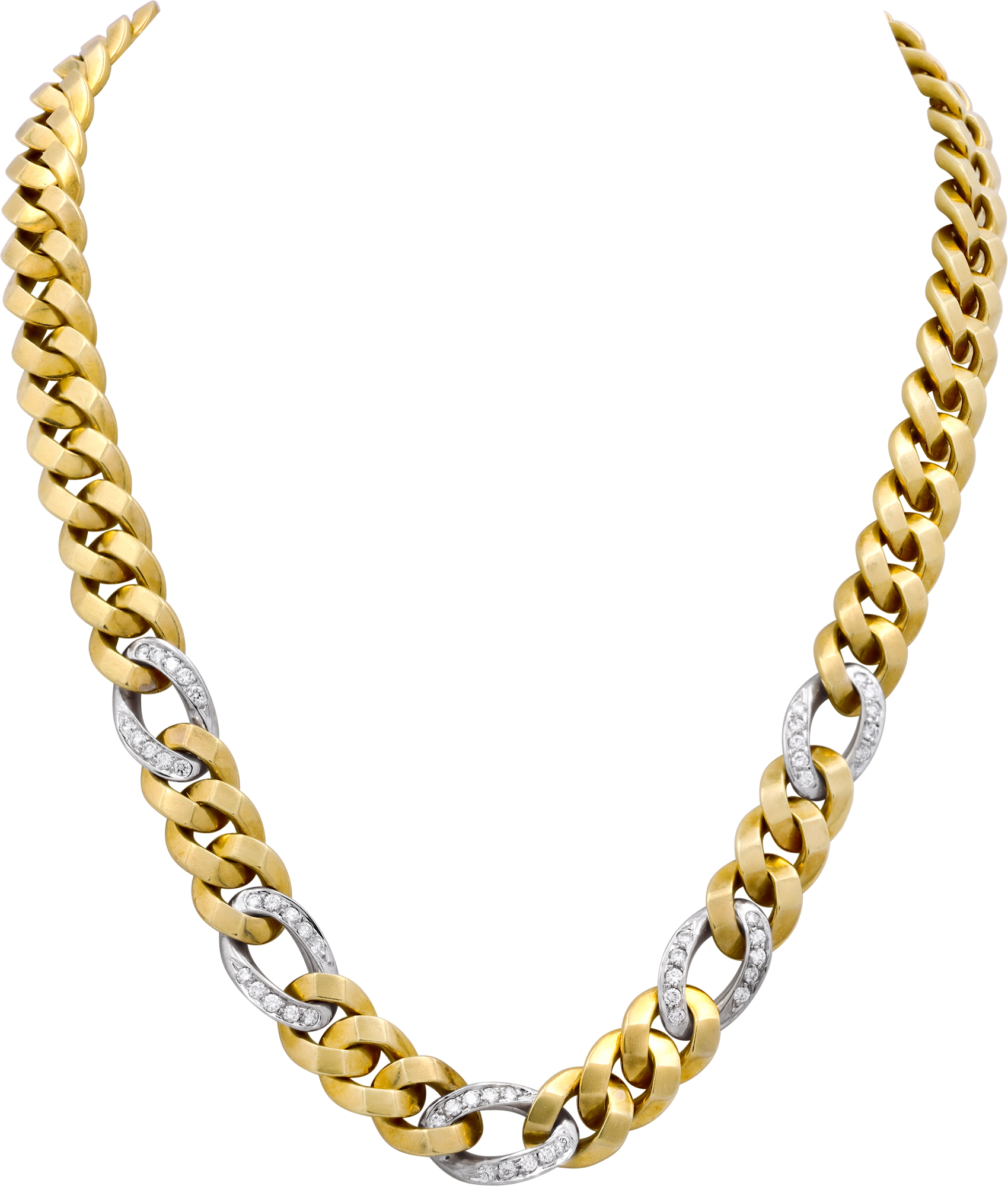 Necklace 18k yellow gold with 5 diamond station links S521979
