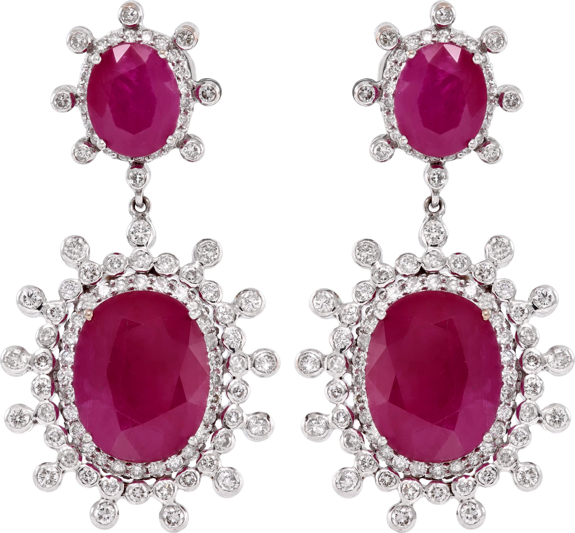 NEW Diamond and Ruby Earrings in 18k white gold S521783