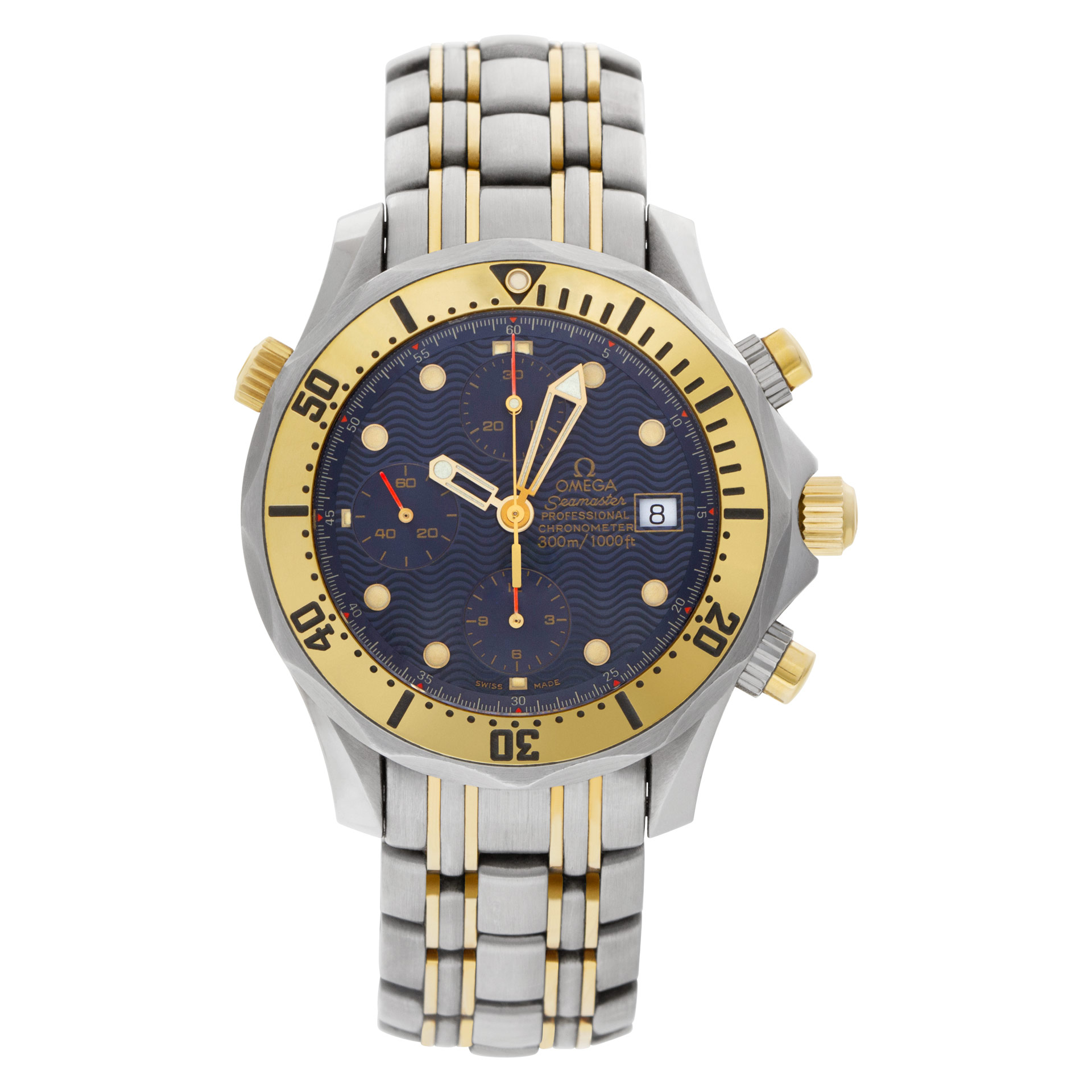 Pre-owned Omega Seamaster 2398.80.00 18k and steel Navy di