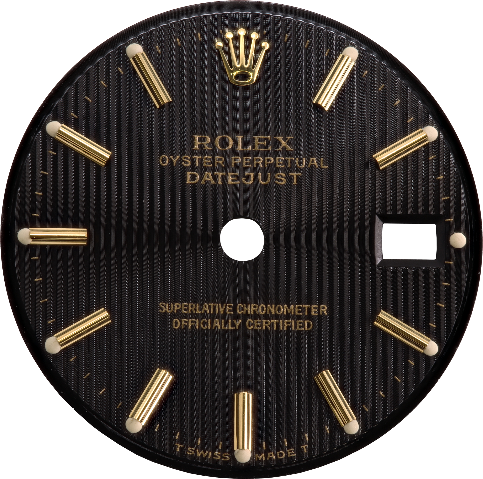 Original Rolex Ladies Datejust Black Tapestry Dial with Gold Stick Markers for 26mm N518323