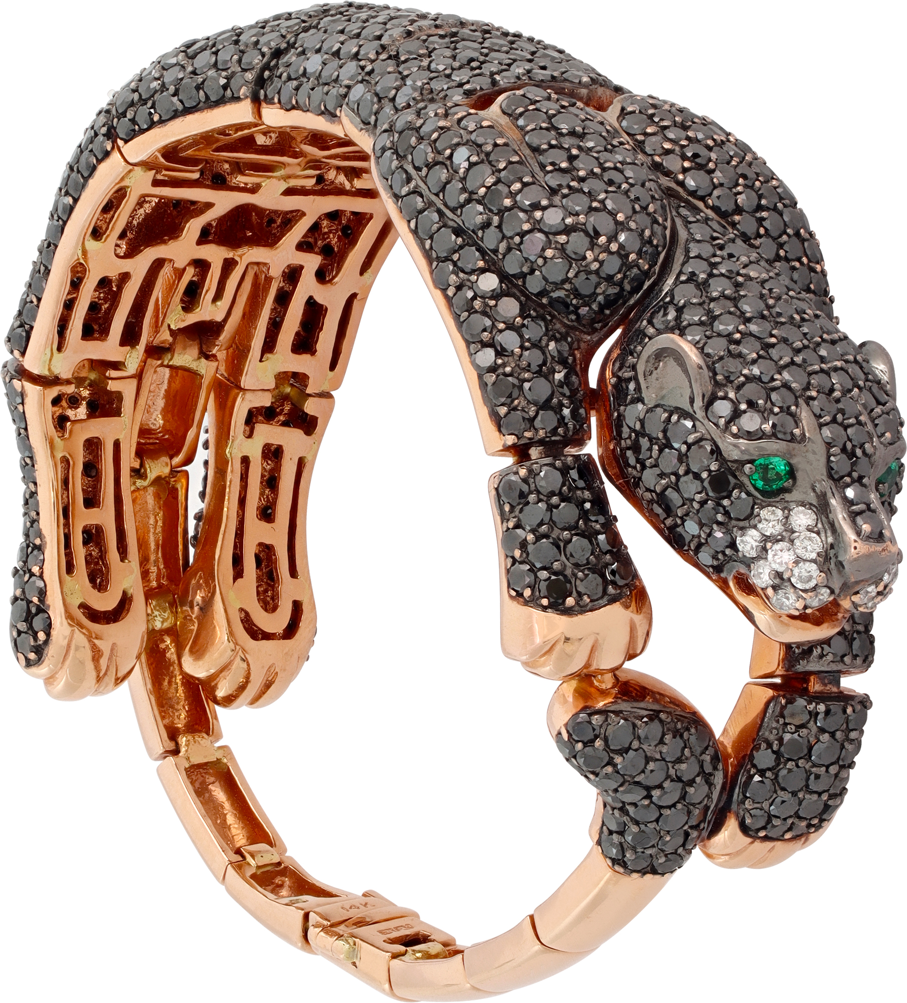 Panthere bracelet with black sapphires in 14k rose gold