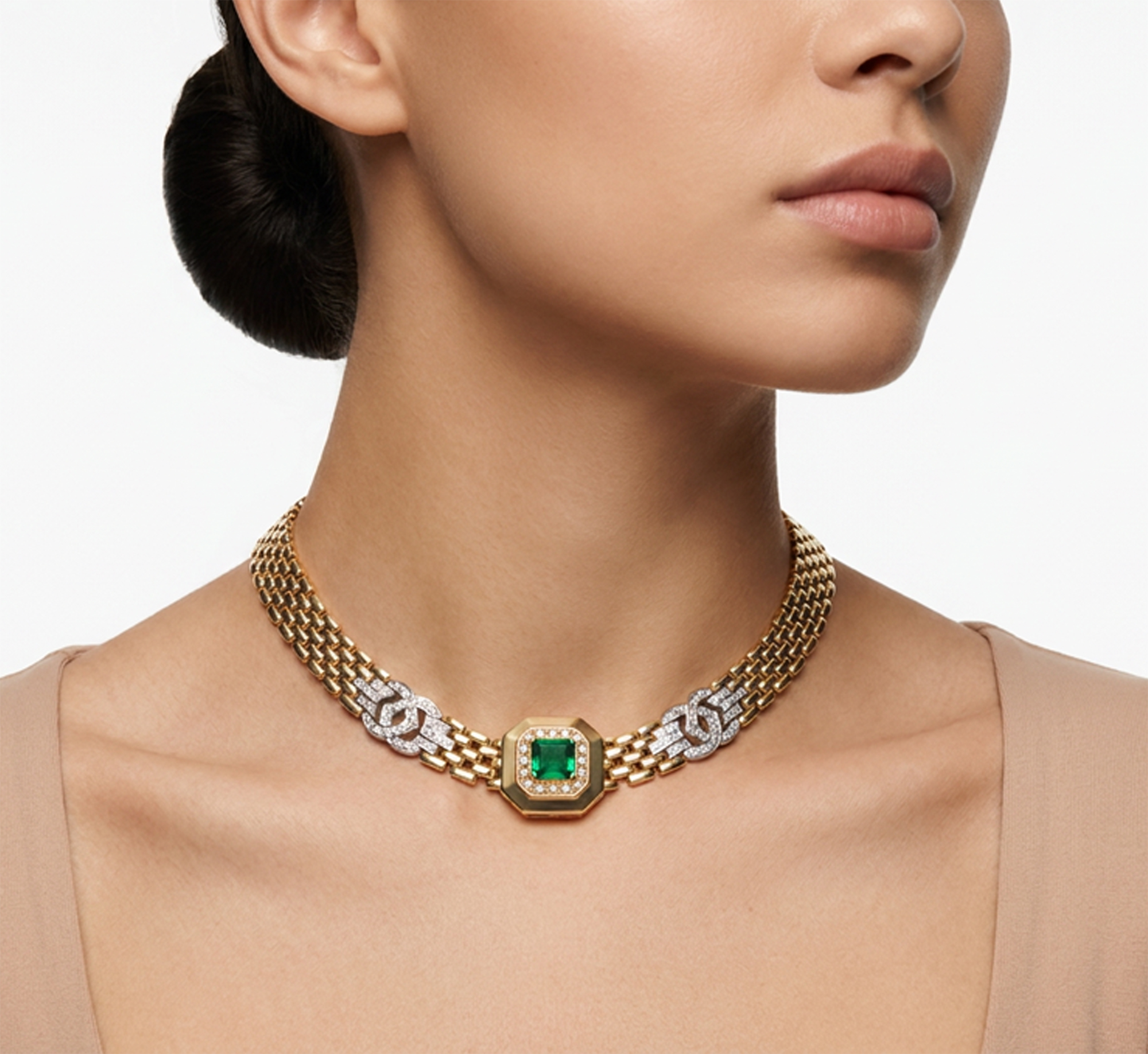 Panthère-style necklace in 18k yellow gold