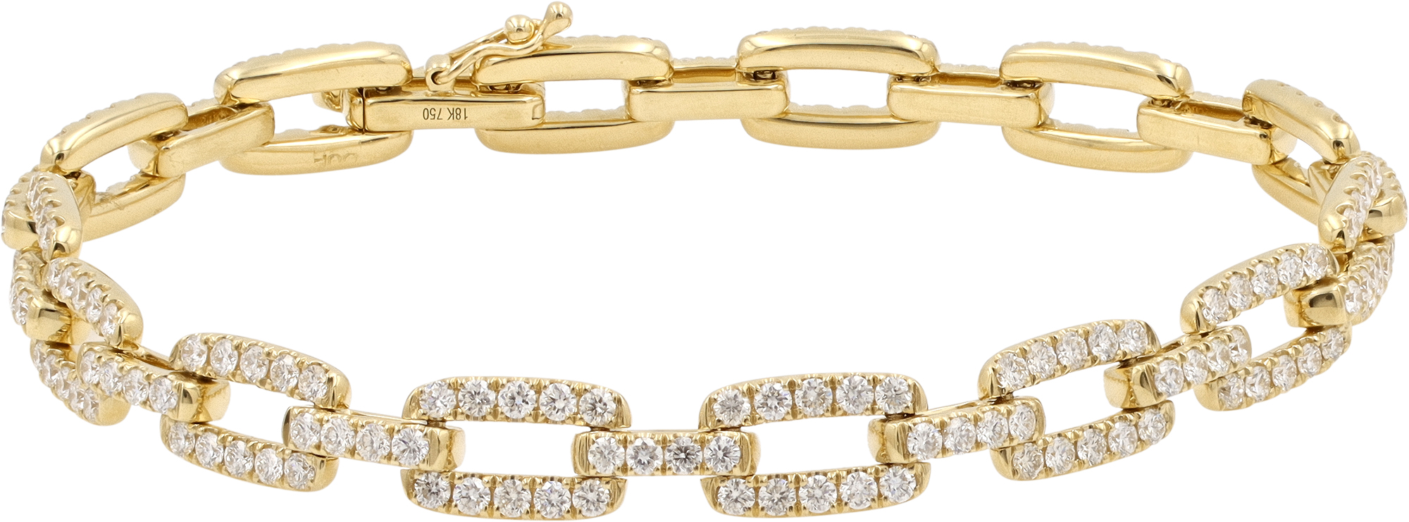 Paperclip link diamond bracelet in 18k yellow gold