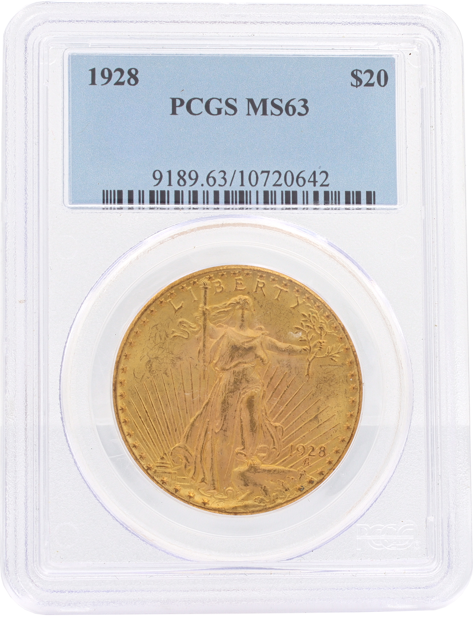 PCGS graded and authenticated MS63 1928 $20 U.S. Saint-Gaudens Double Eagle gold coin N518748