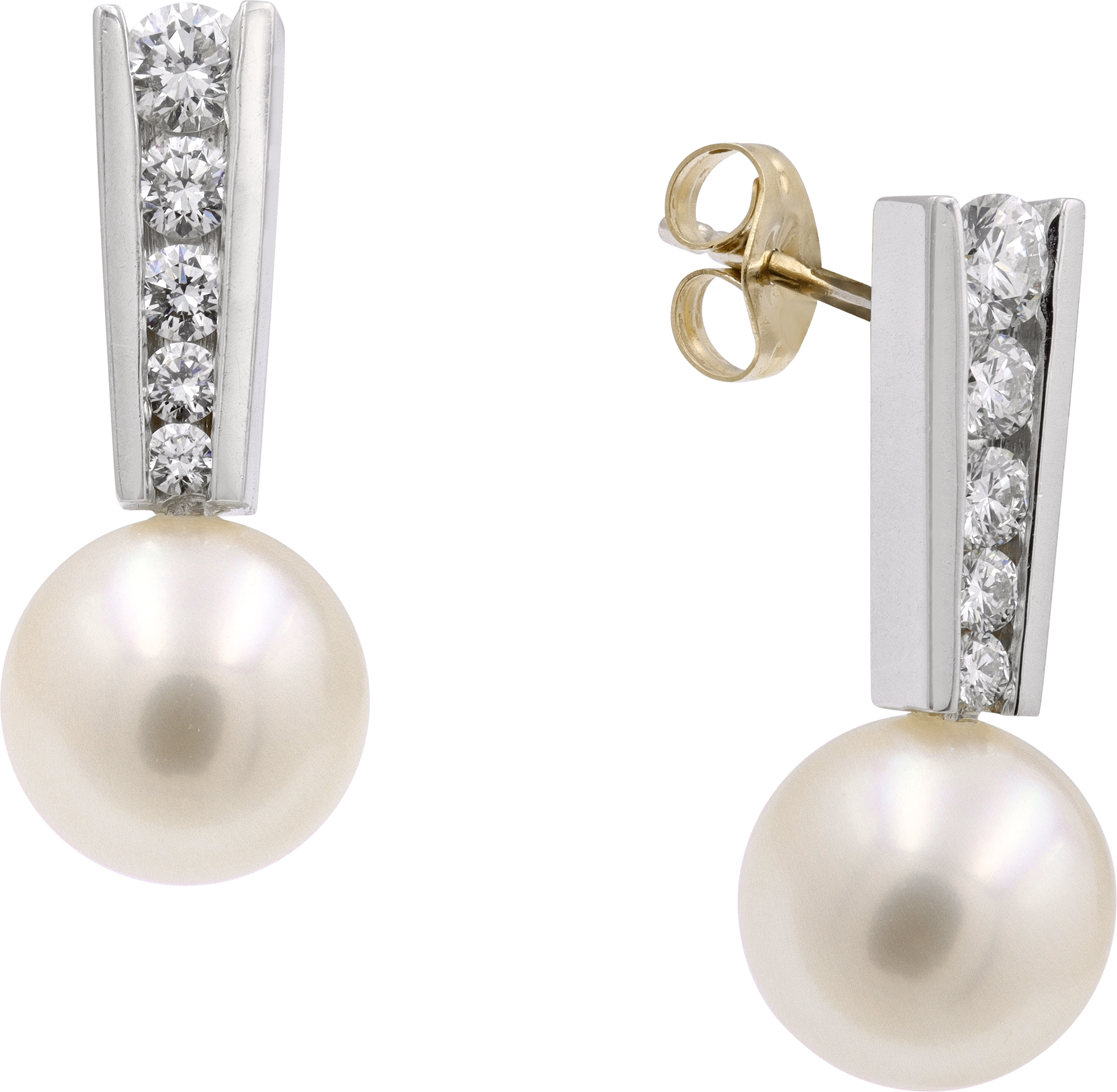 Pearl and diamond drop earrings
