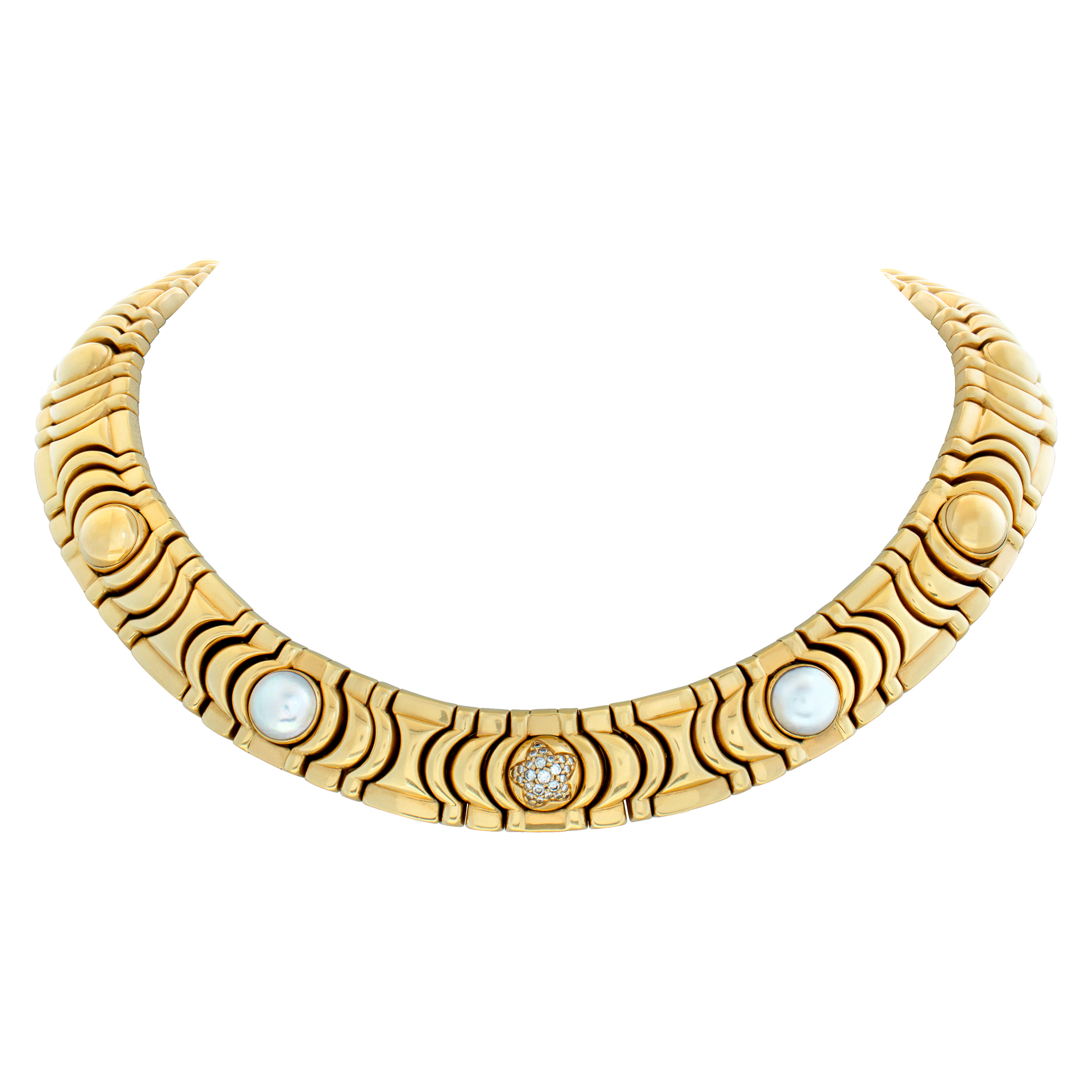 Piaget diamond and pearl choker necklace in 18k Piaget diamond and pearl choker necklace in 18k