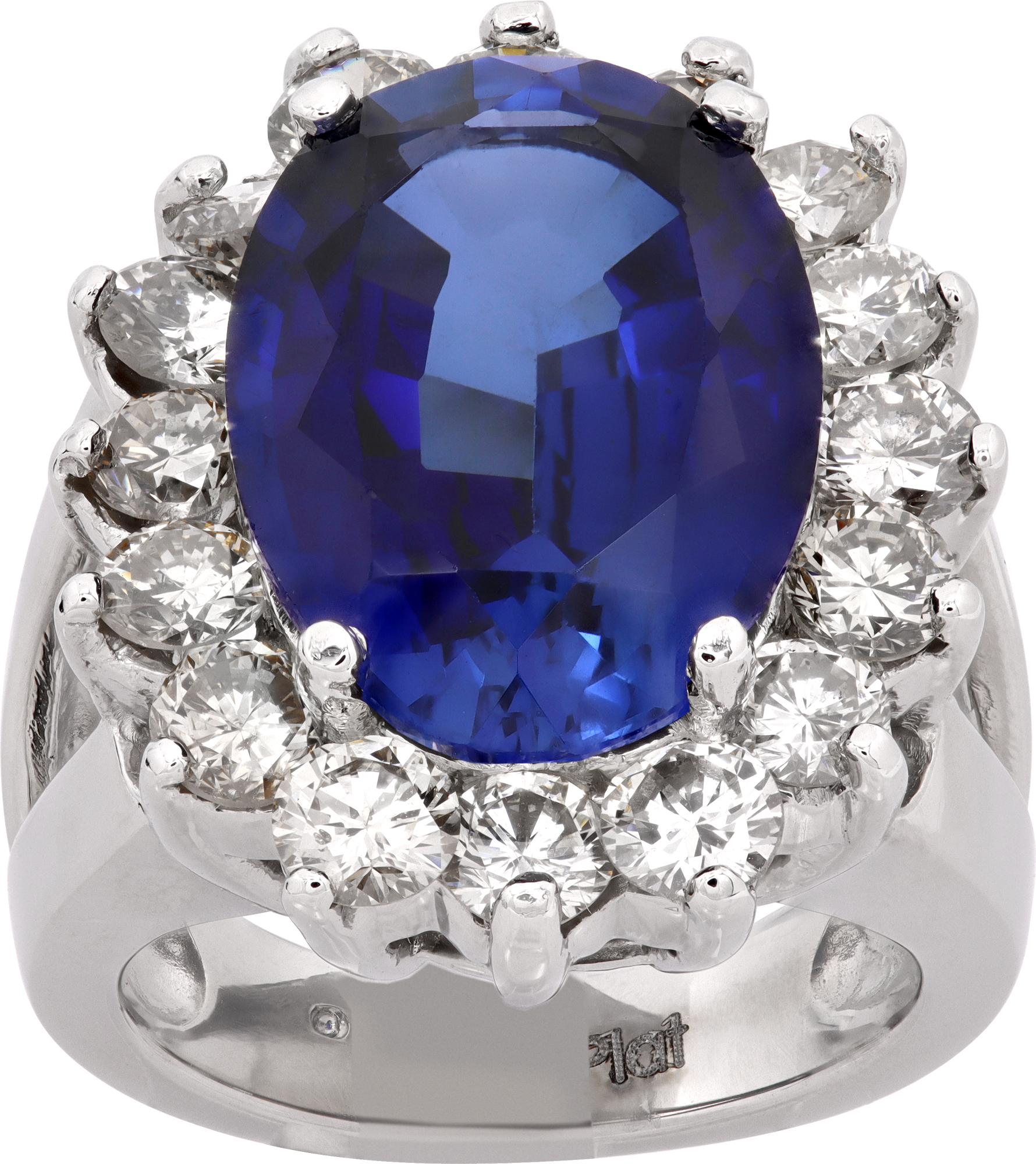 Platinum ring featuring a striking large oval-cut synthetic sapphire S521938