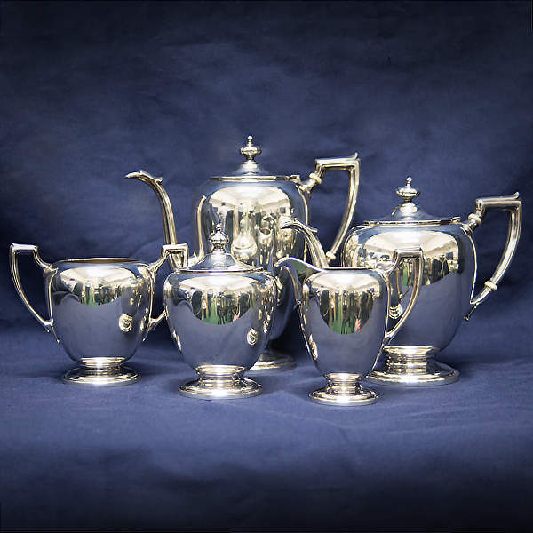 Reed & Barton Antique Pointed 87 Sterling 5 pc Tea/Coffee Set