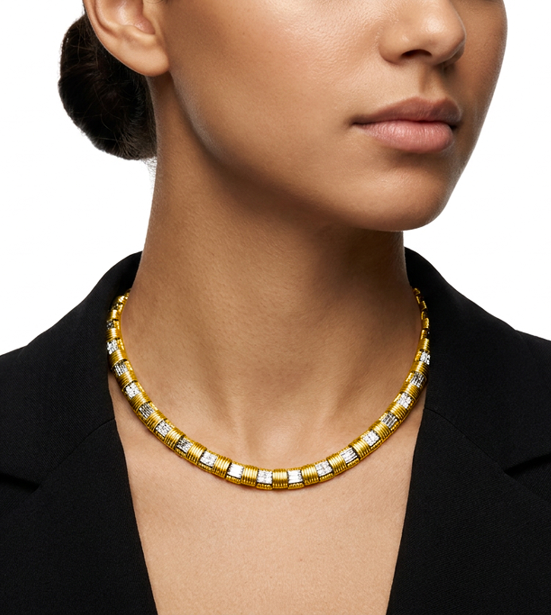 Roberto Coin Appassionate Necklace In 18k Yellow And White Gold With Pave Set Diamonds Roberto Coin Appassionate Necklace In 18k Yellow And White Gold With Pave Set Diamonds