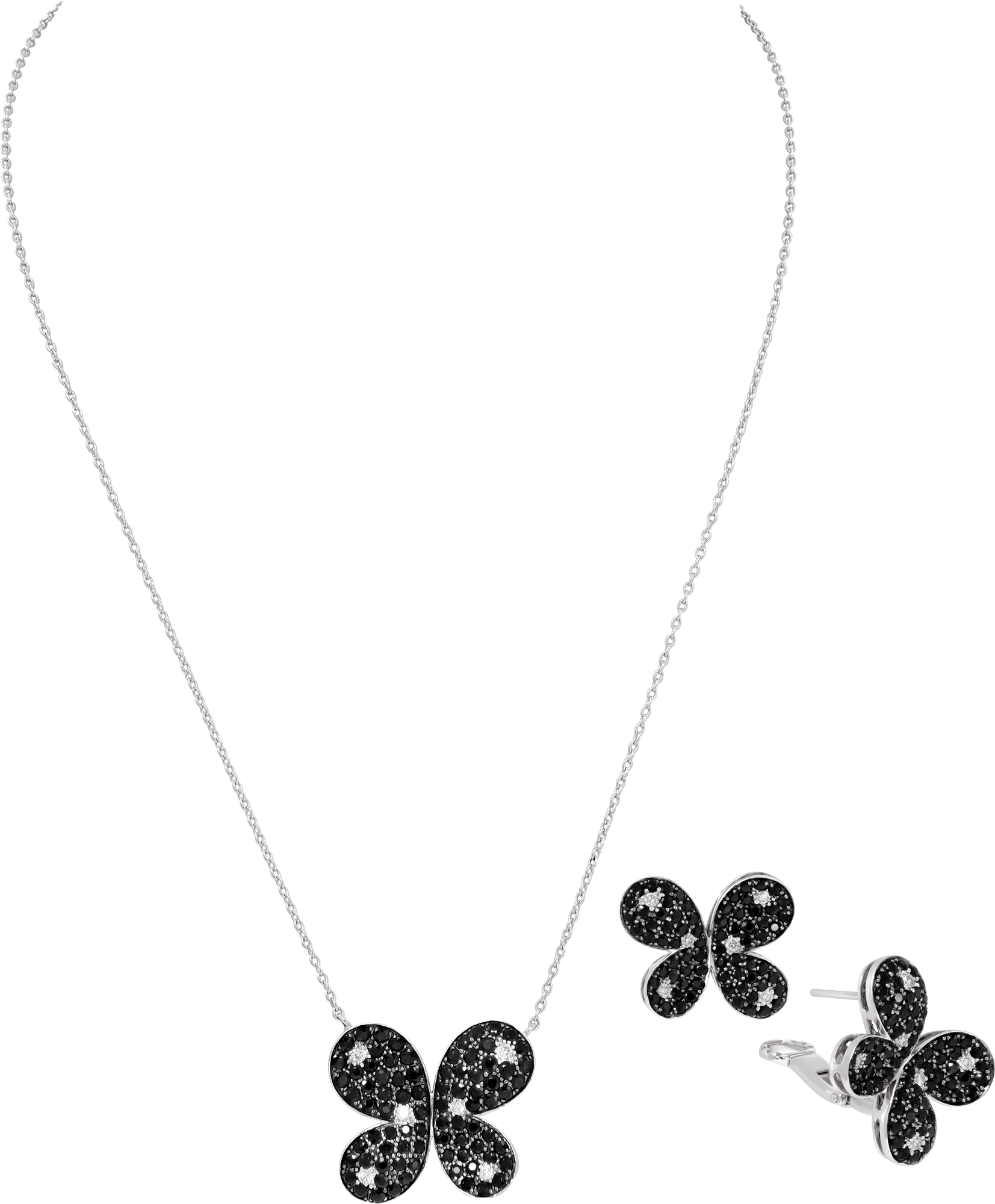Roberto Coin Black Sapphire and Diamond Butterfly Set S521647 \_p
