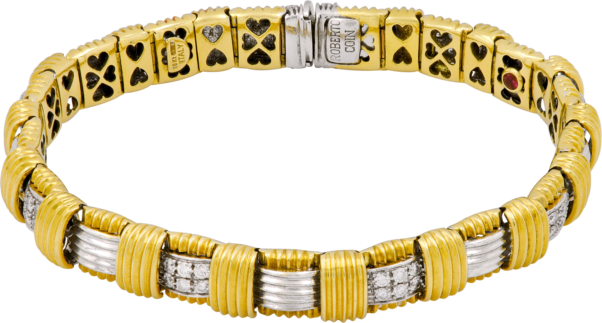 Roberto Coin Bracelate appassionate in 18k yellow gold with diamond stations S522251