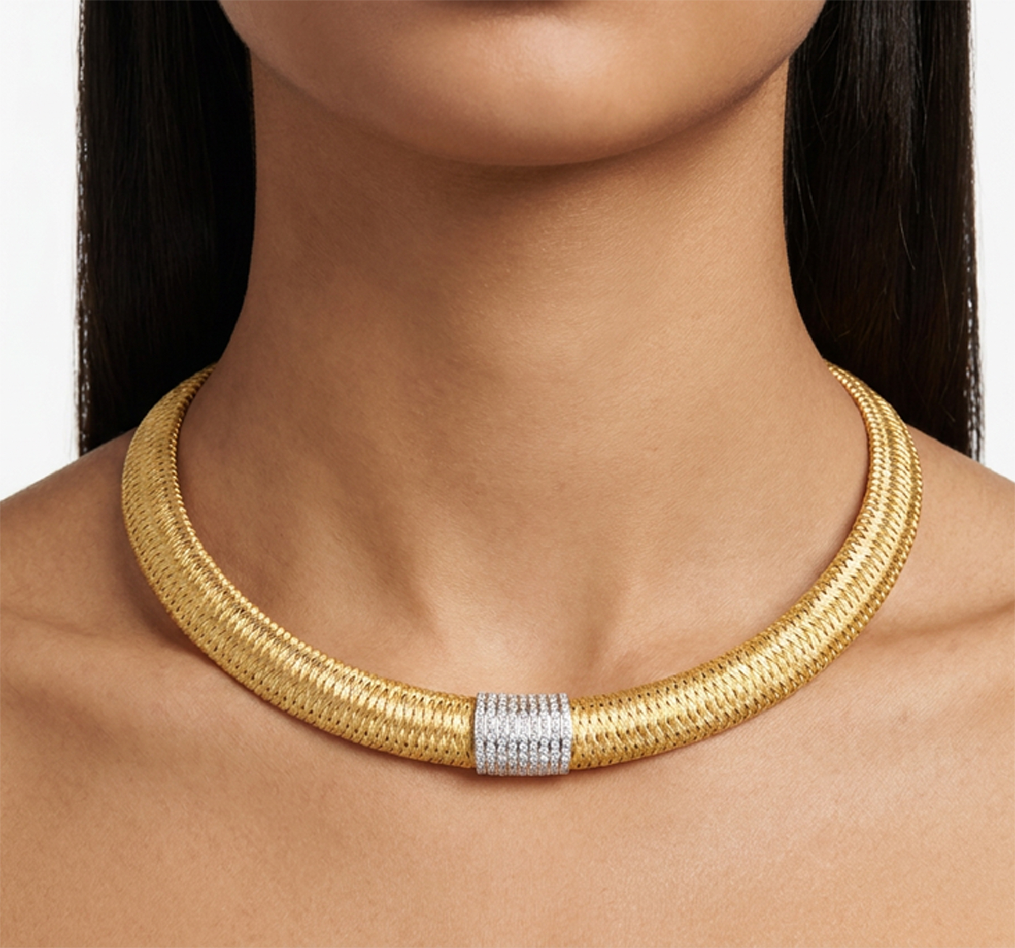 Roberto Coin choker weave necklace in 18k yellow gold S522128 \_p