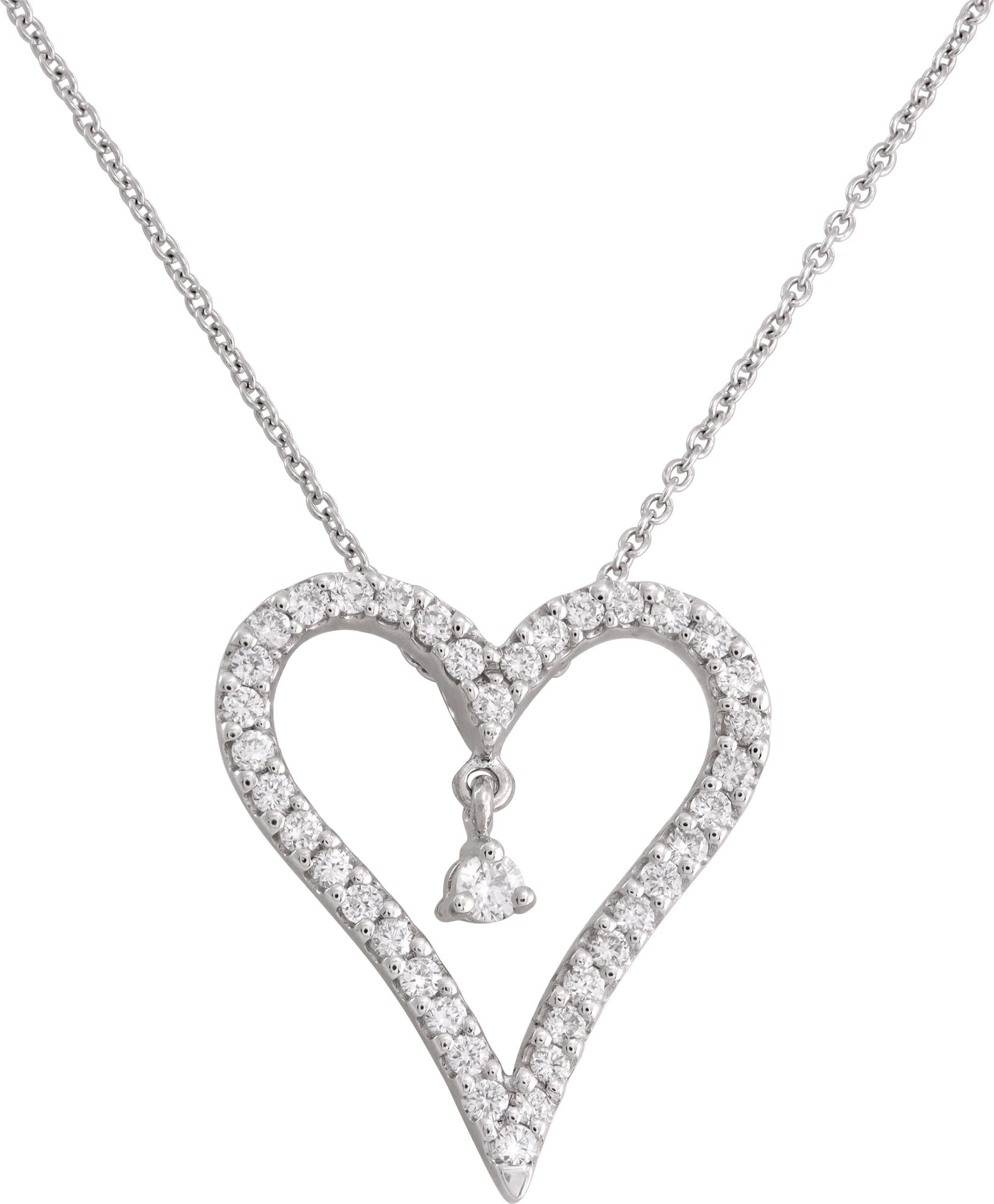 Roberto Coin diamond heart necklace in 18k white gold