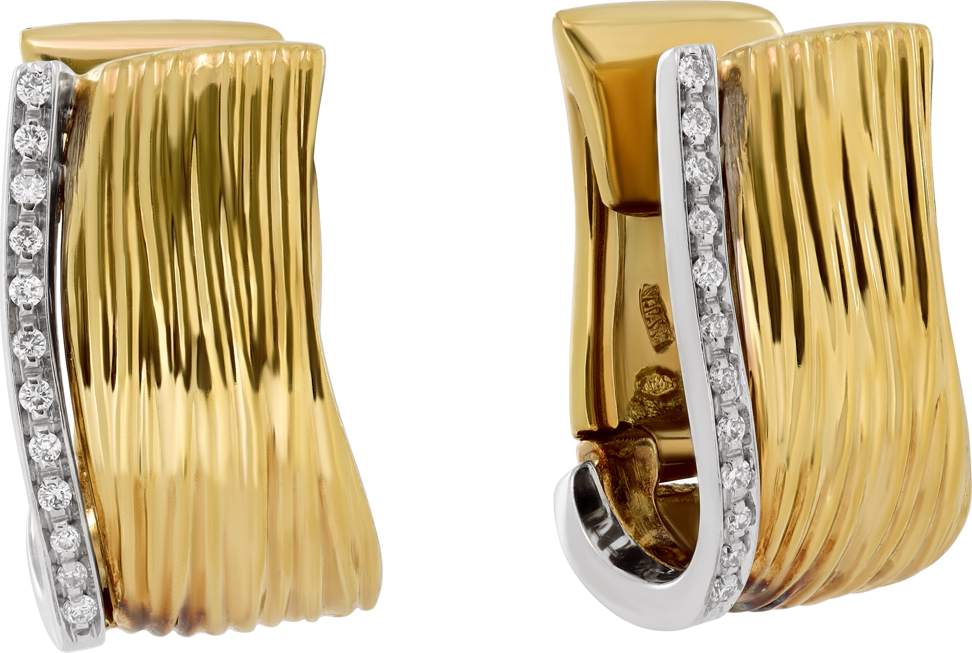 Roberto Coin Elephant Hoop 18k yellow gold earrings with diamonds