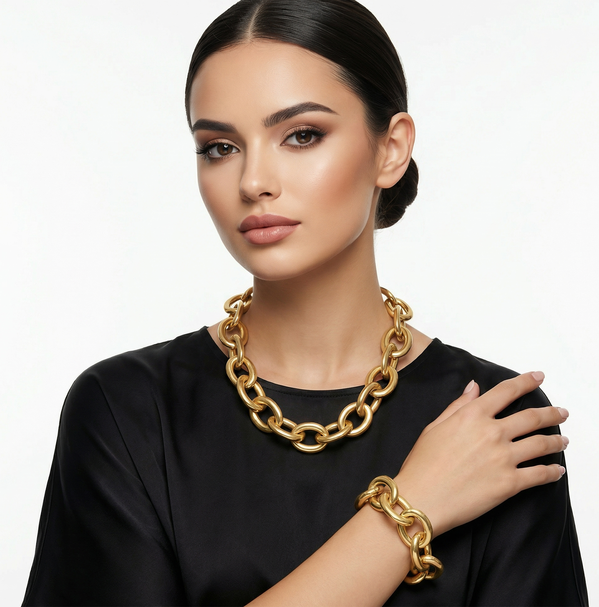 Roberto Coin Heavy necklace and bracelet in 18k yellow gold