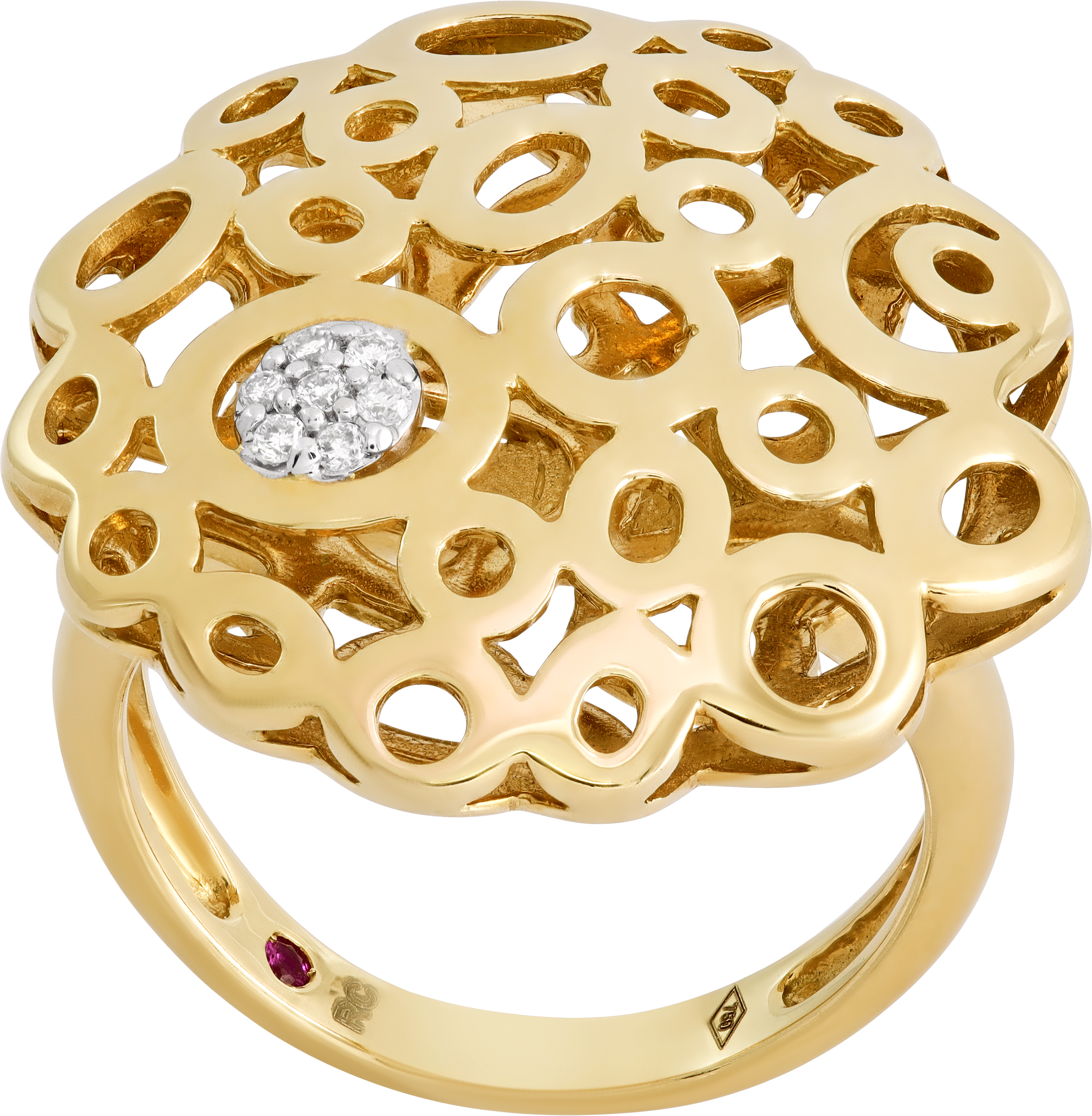 Roberto Coin Maresque Collection Ring In 18k Yellow Gold With Diamonds Roberto Coin Maresque Collection Ring In 18k Yellow Gold With Diamonds
