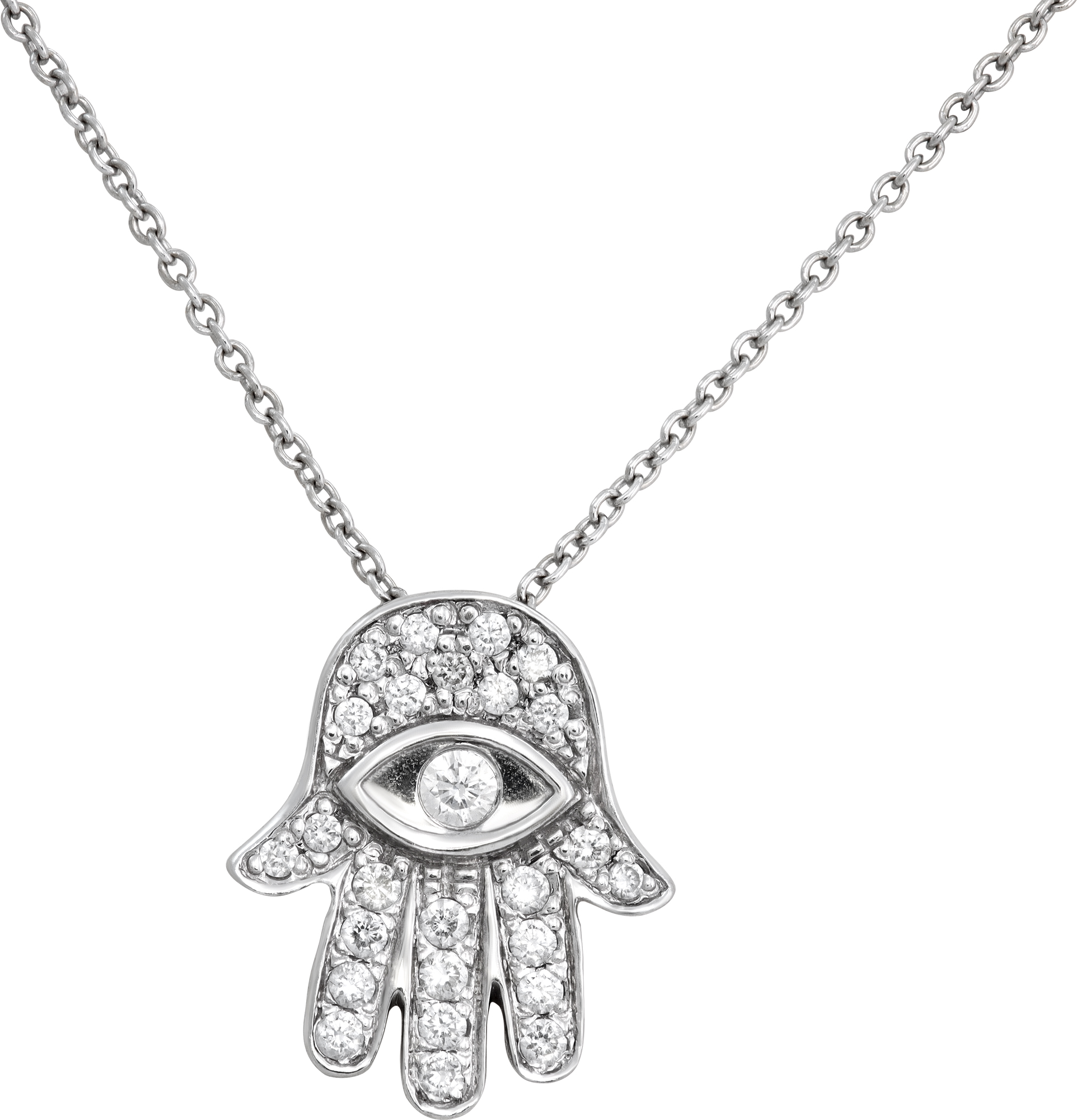 Roberto Coin Tiny Treasures Hamsa diamond necklace in 18k white gold S521574