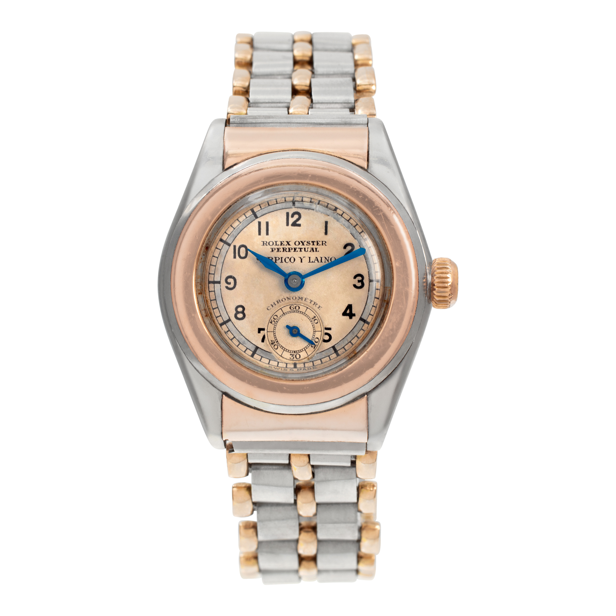 Used Rolex Bubble Back 3348 14k pink gold & stainless steel