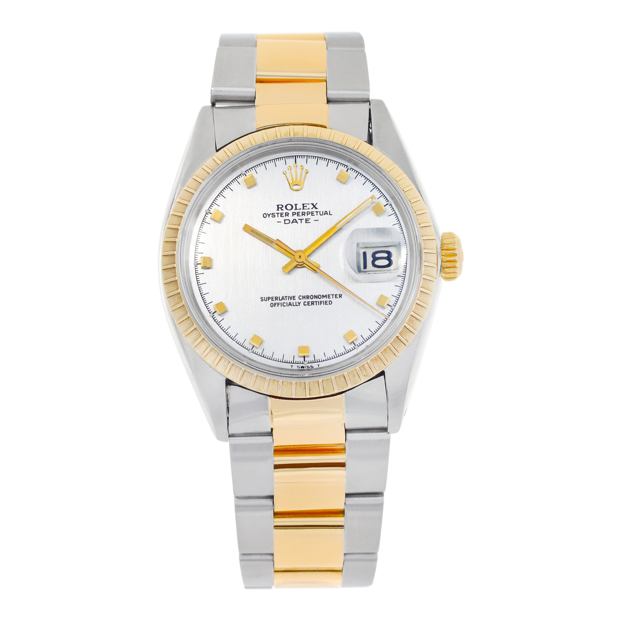 Preowned Rolex Date 1505 18k & Stainless Steel White dial mm