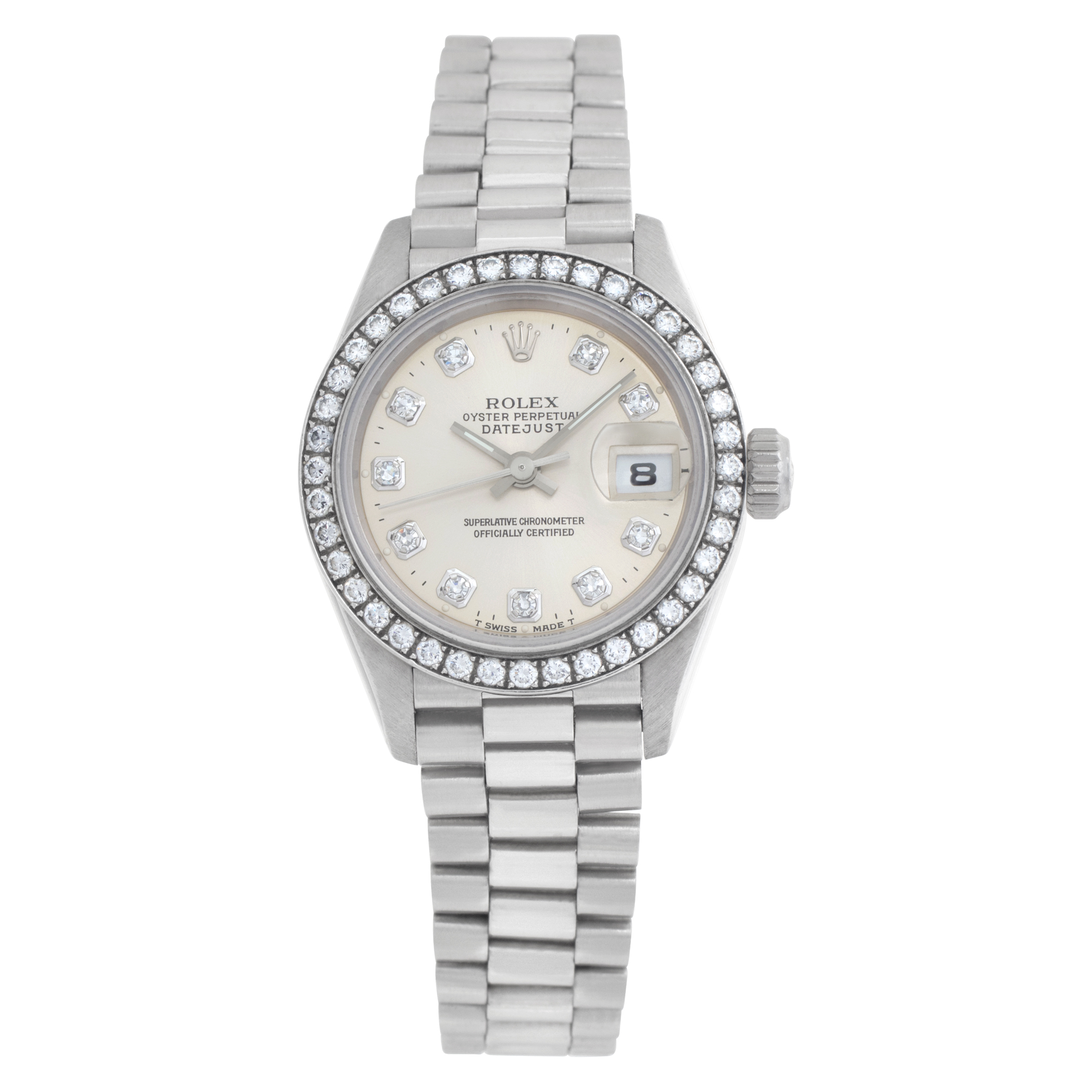 Pre-owned Rolex Datejust 69136 platinum 26mm auto watch |