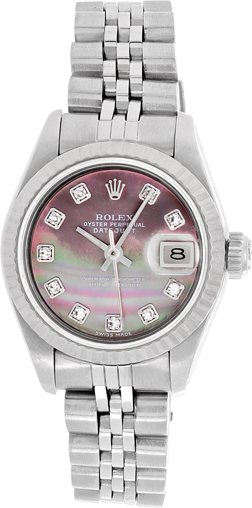 ROLEX DATEJUST 69174 6コマ Rolex Datejust 69174 Index Black 18k Fluted Gold Stainless