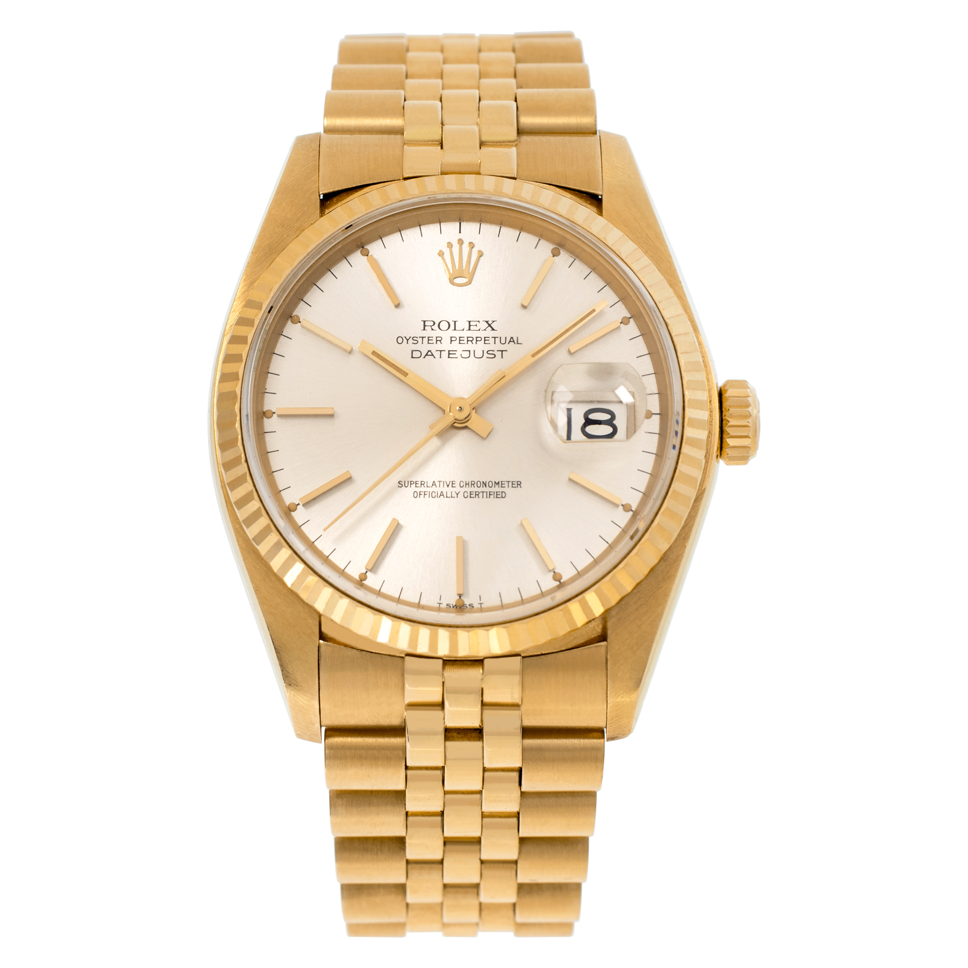 Used Rolex Datejust 16018 18k Silver dial 36mm Automatic wat