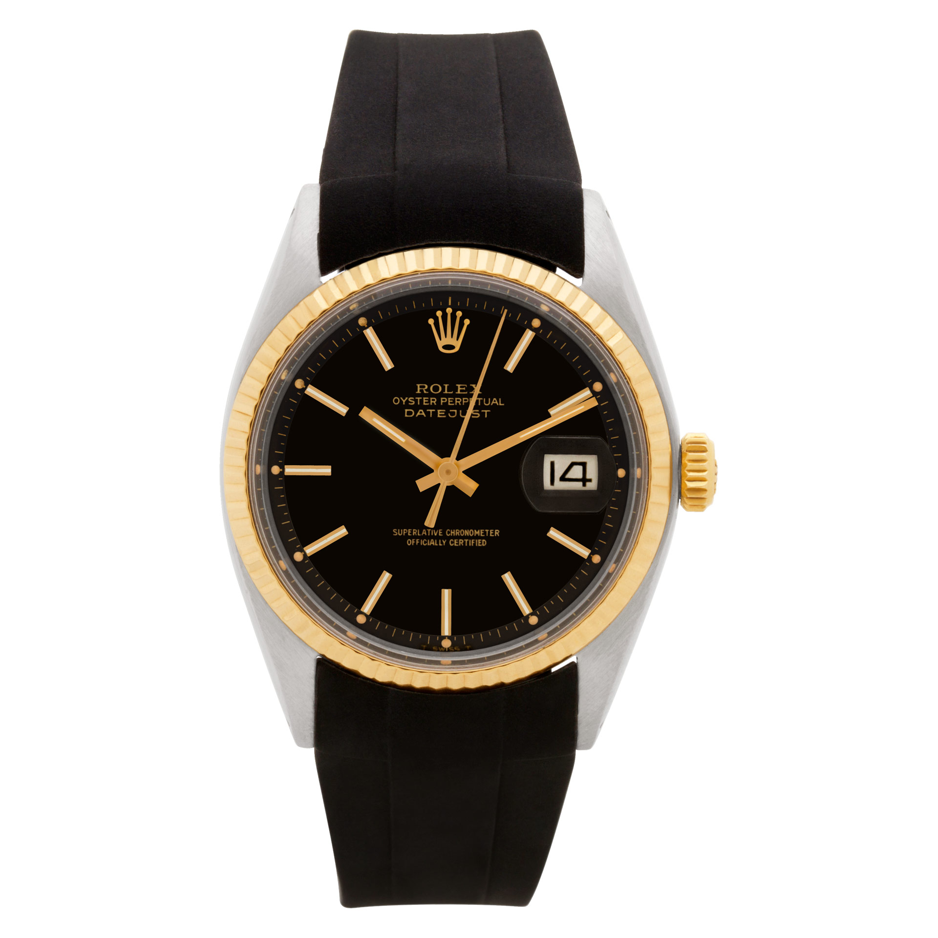 ROLEX Geneve ブラックダイヤル 金属ベルト Preowned Rolex Datejust 1601 18k & steel 43mm auto watch |