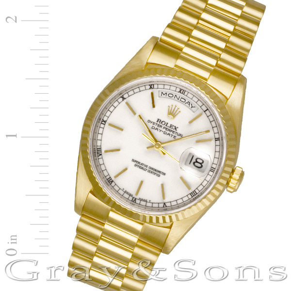 Preowned Rolex Day-Date 18238 18k 36mm auto W515256 | Gray & Sons
