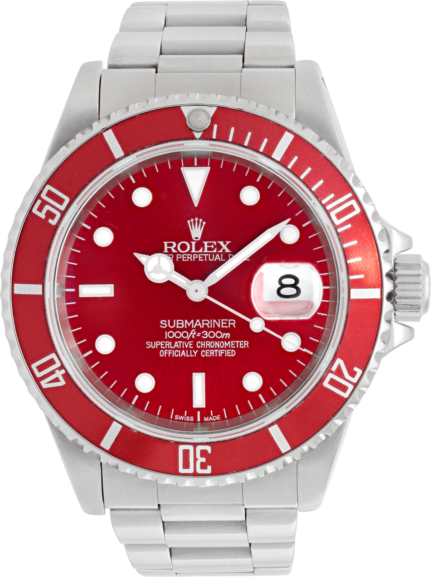 Used Rolex Submariner 16610 Stainless Steel Red W528313 | Gray & Sons