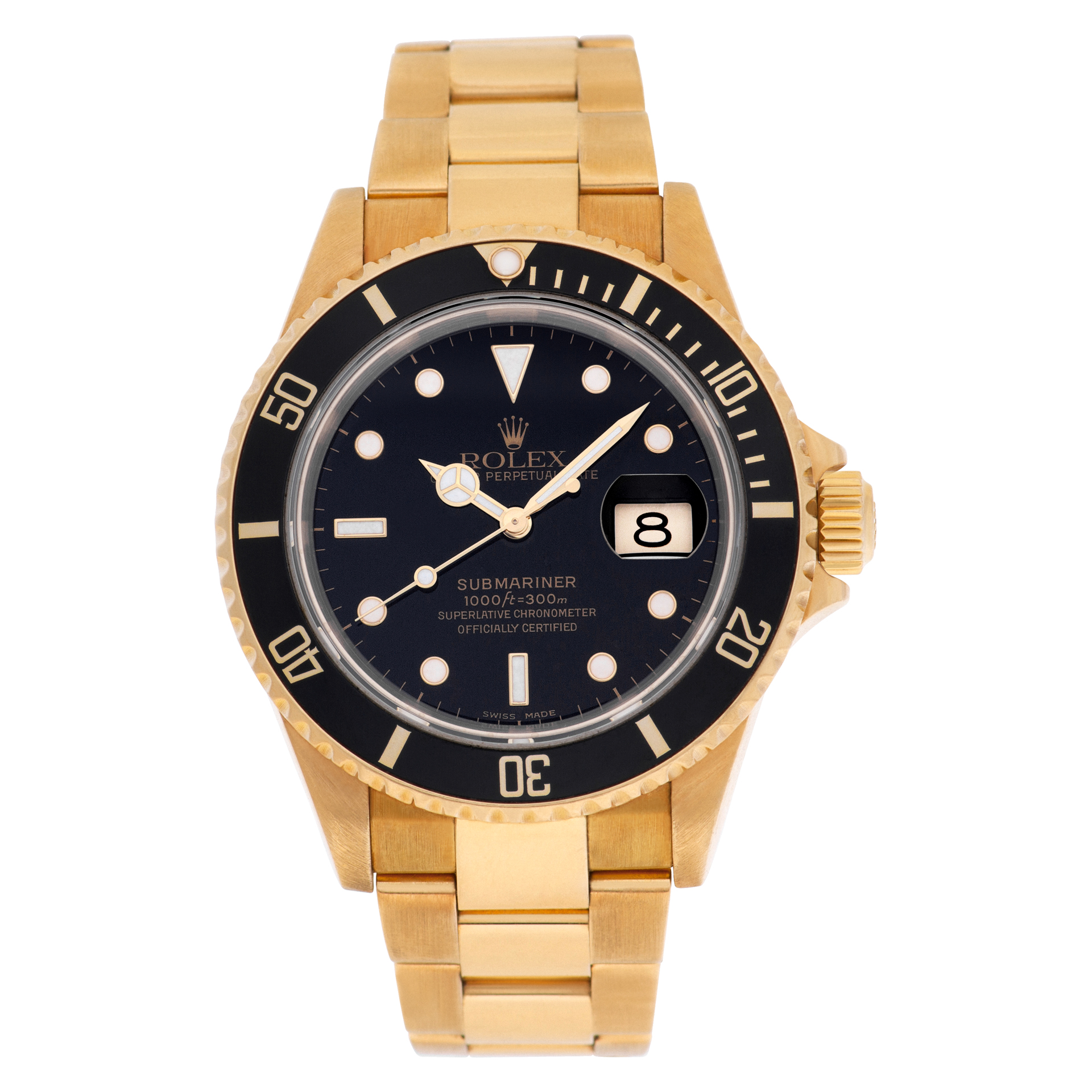 Preowned Rolex Submariner 16618 18k Black dial W524327