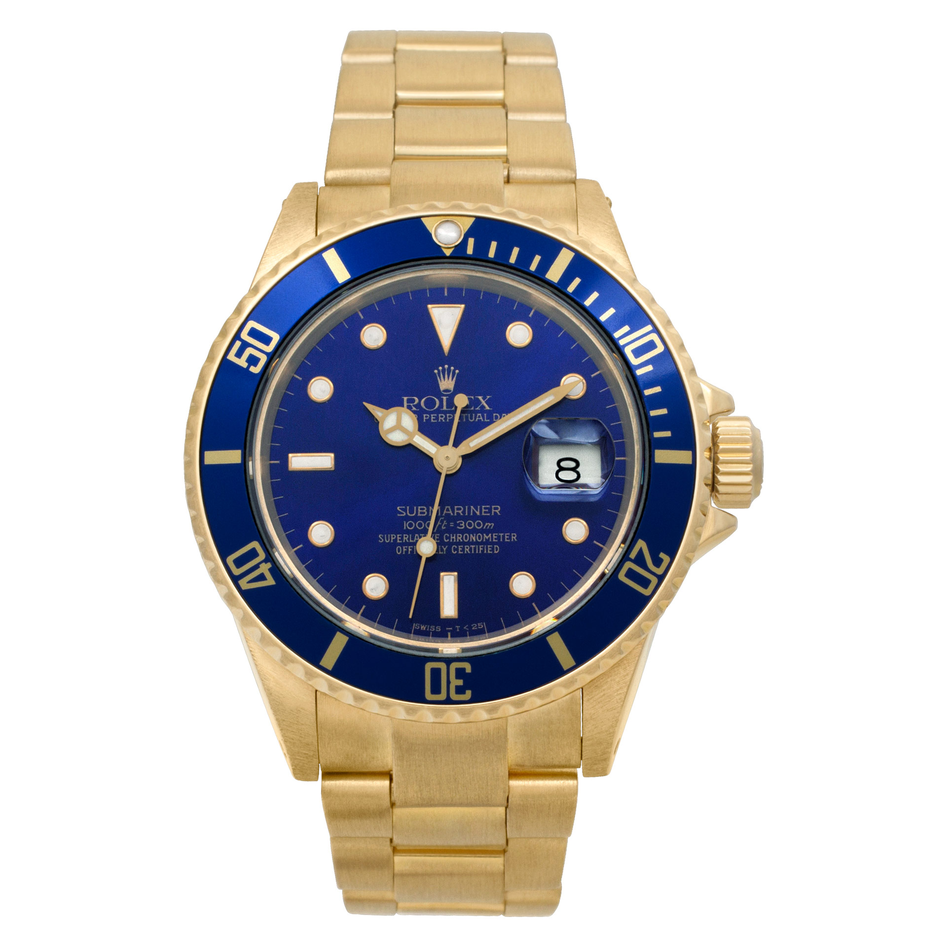 Preowned Rolex Submariner 16808 18k Blue dial 40mm | Gray & Sons