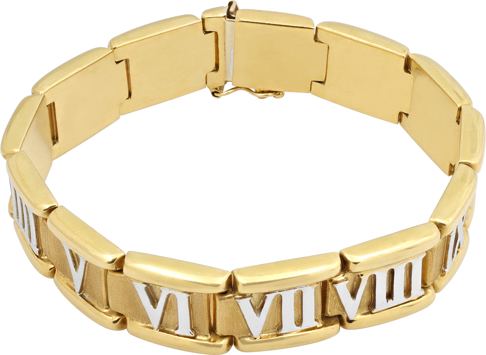 Roman Numeral Bracelet in 18k Yellow and White Gold
