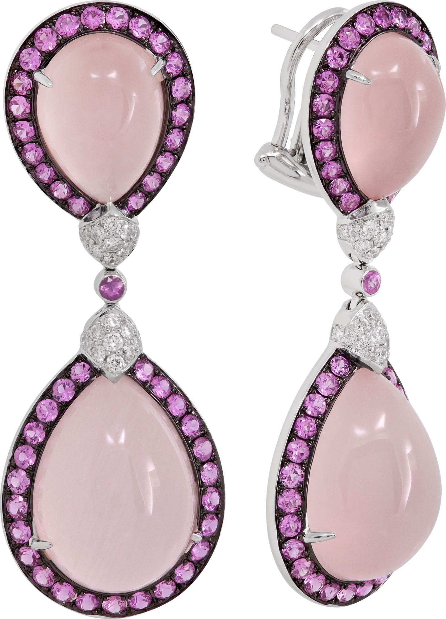 Rose Quartz cabochon earrings in 18k white gold S521824