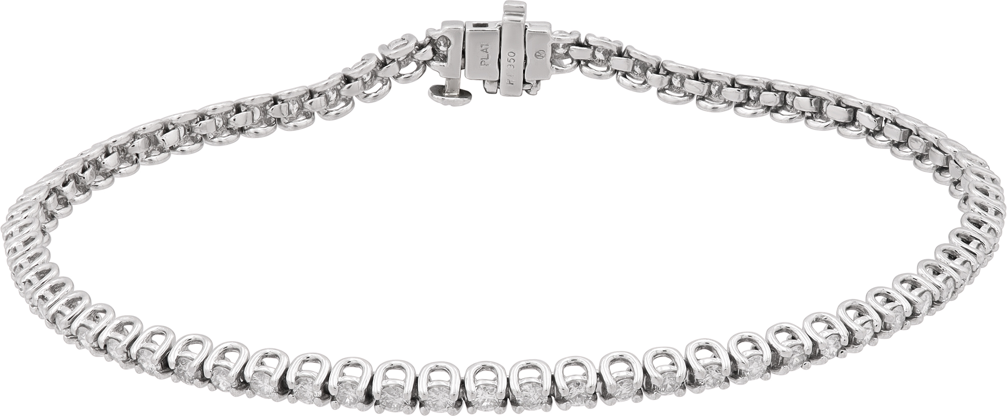 Round Diamond Line Bracelet in Platinum