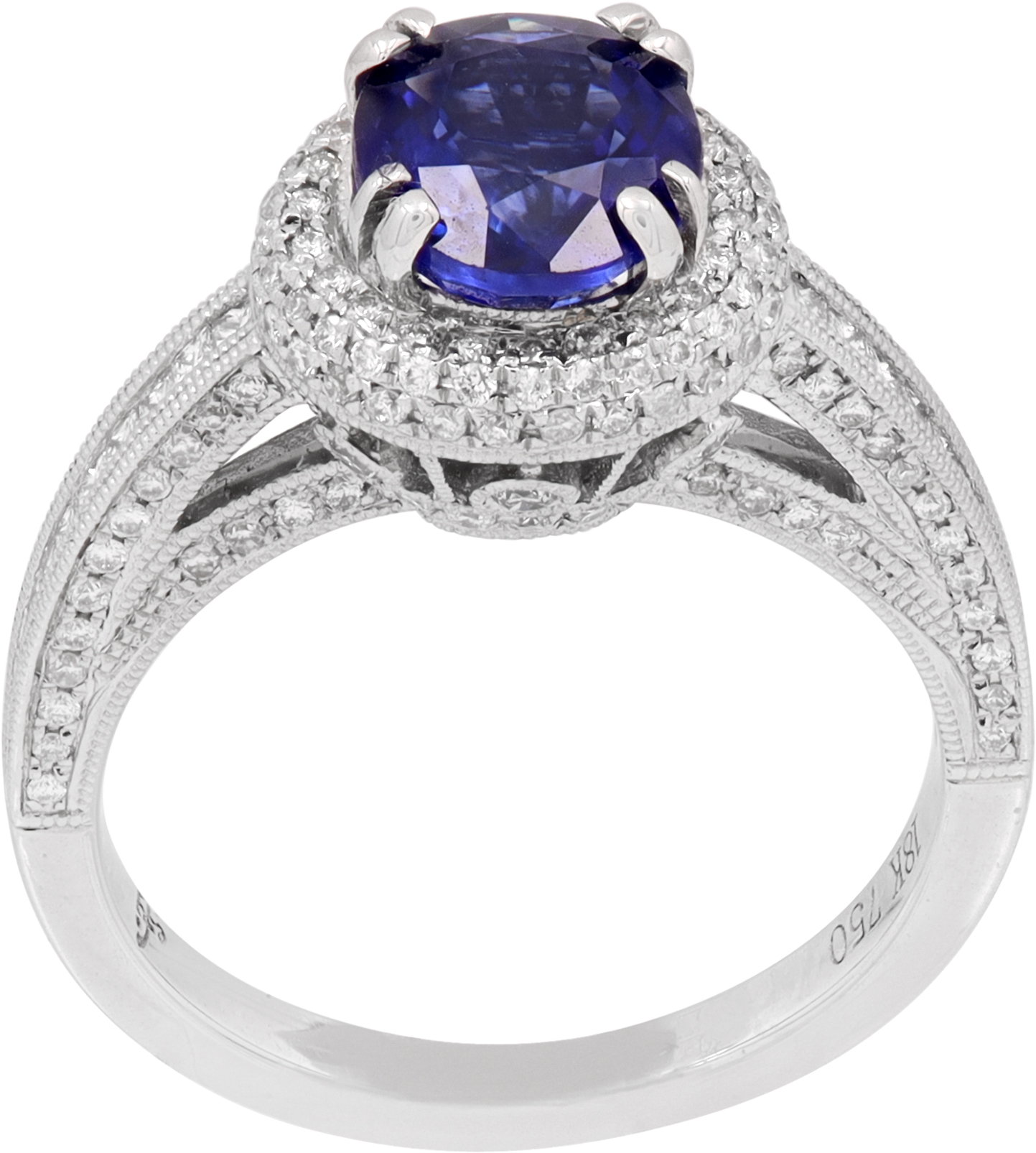 Sapphire and Diamond ring in 18k white gold