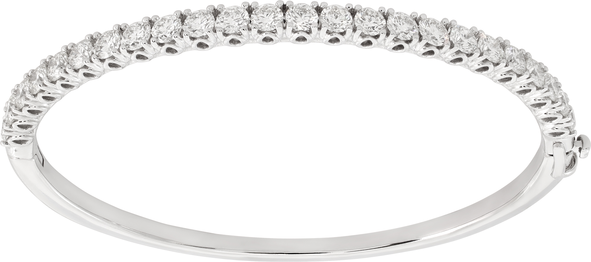 Semi-eternity diamond bangle with 3.85 carats in brilliant round cut diamonds set in 14k white gold