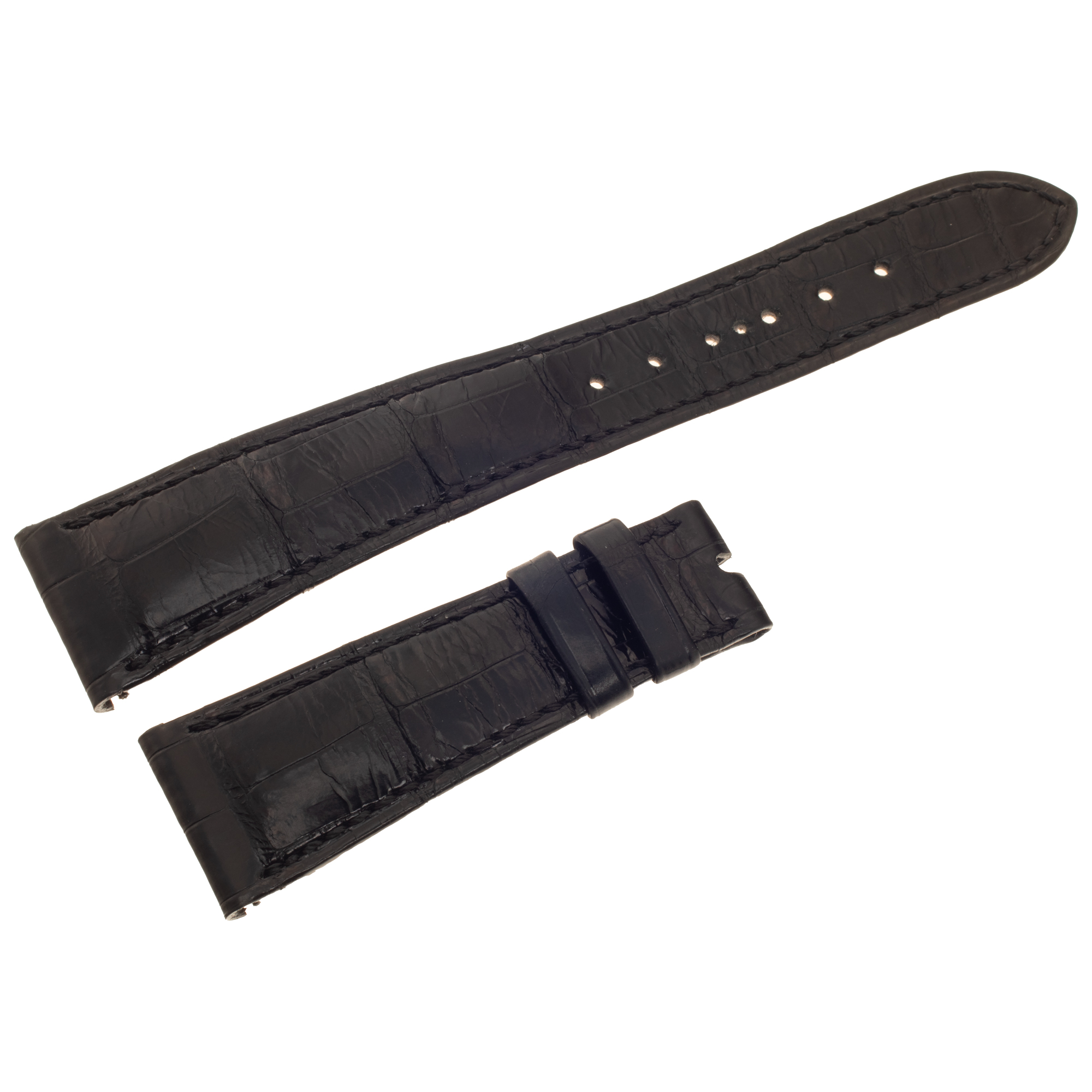 Shiny Black Patek Philippe Alligator Strap (21mm by 16mm)