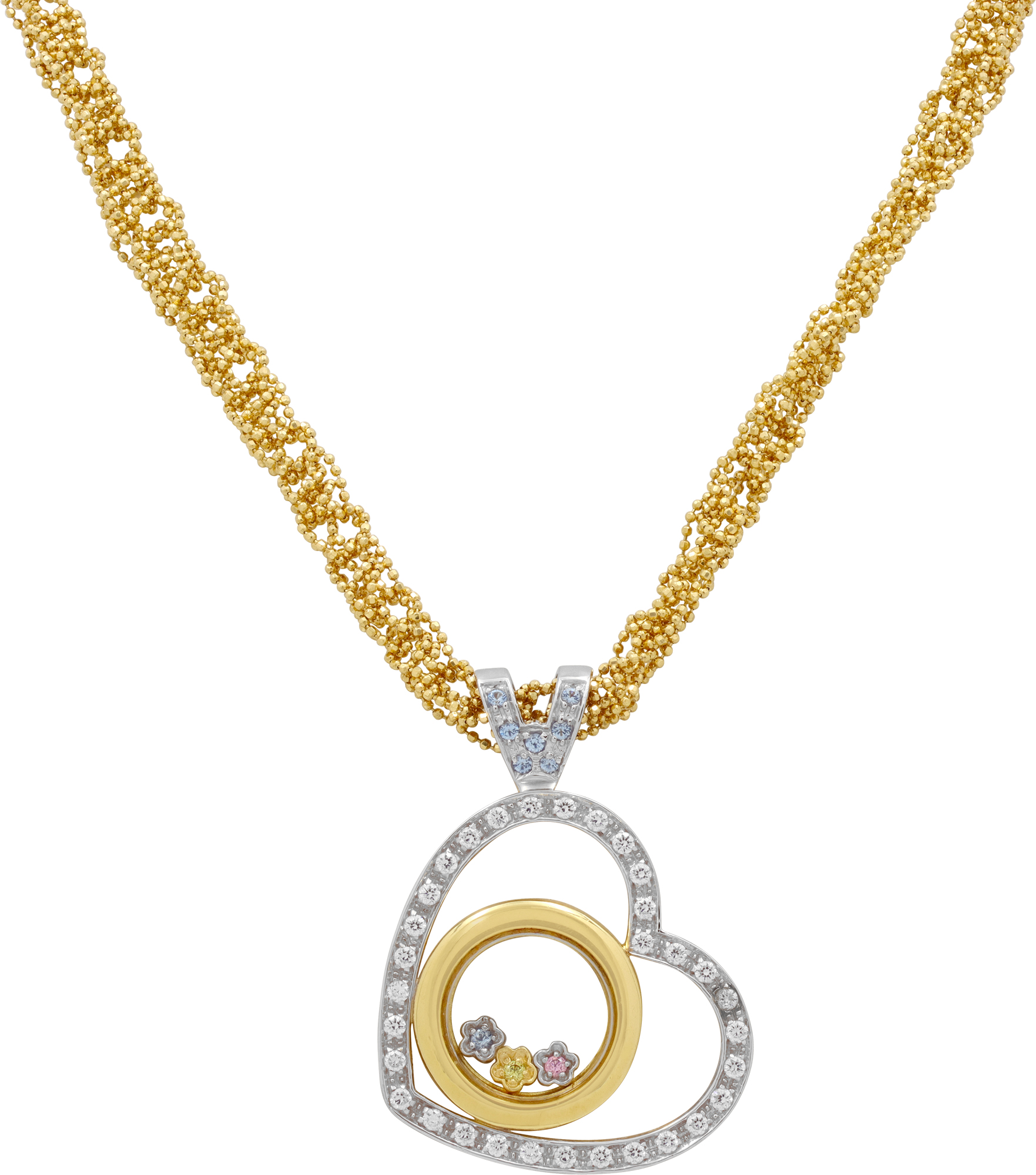 Sidra diamond heart necklace in 18k white and yellow gold S522062