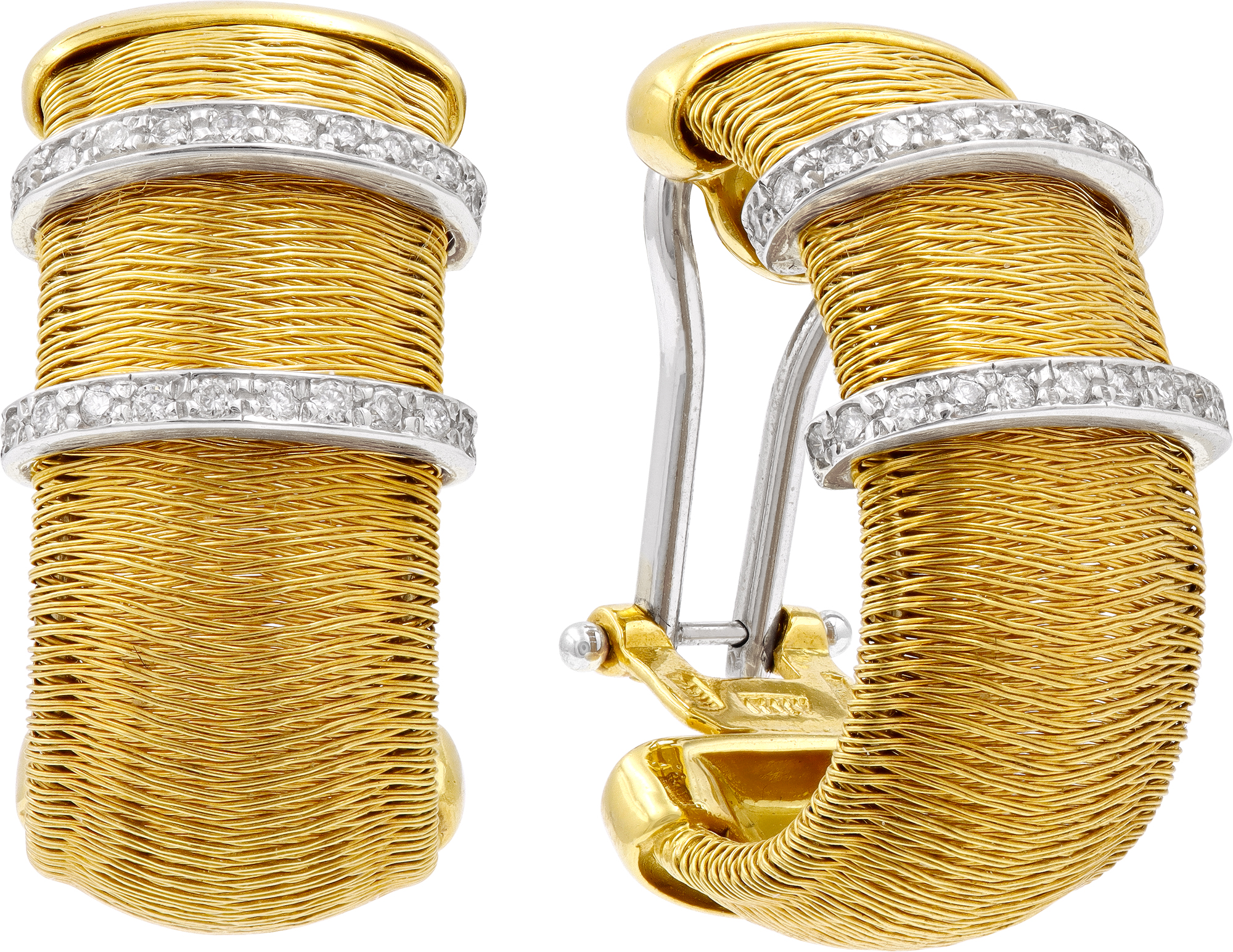 Silk weave earrings in 18k yellow gold