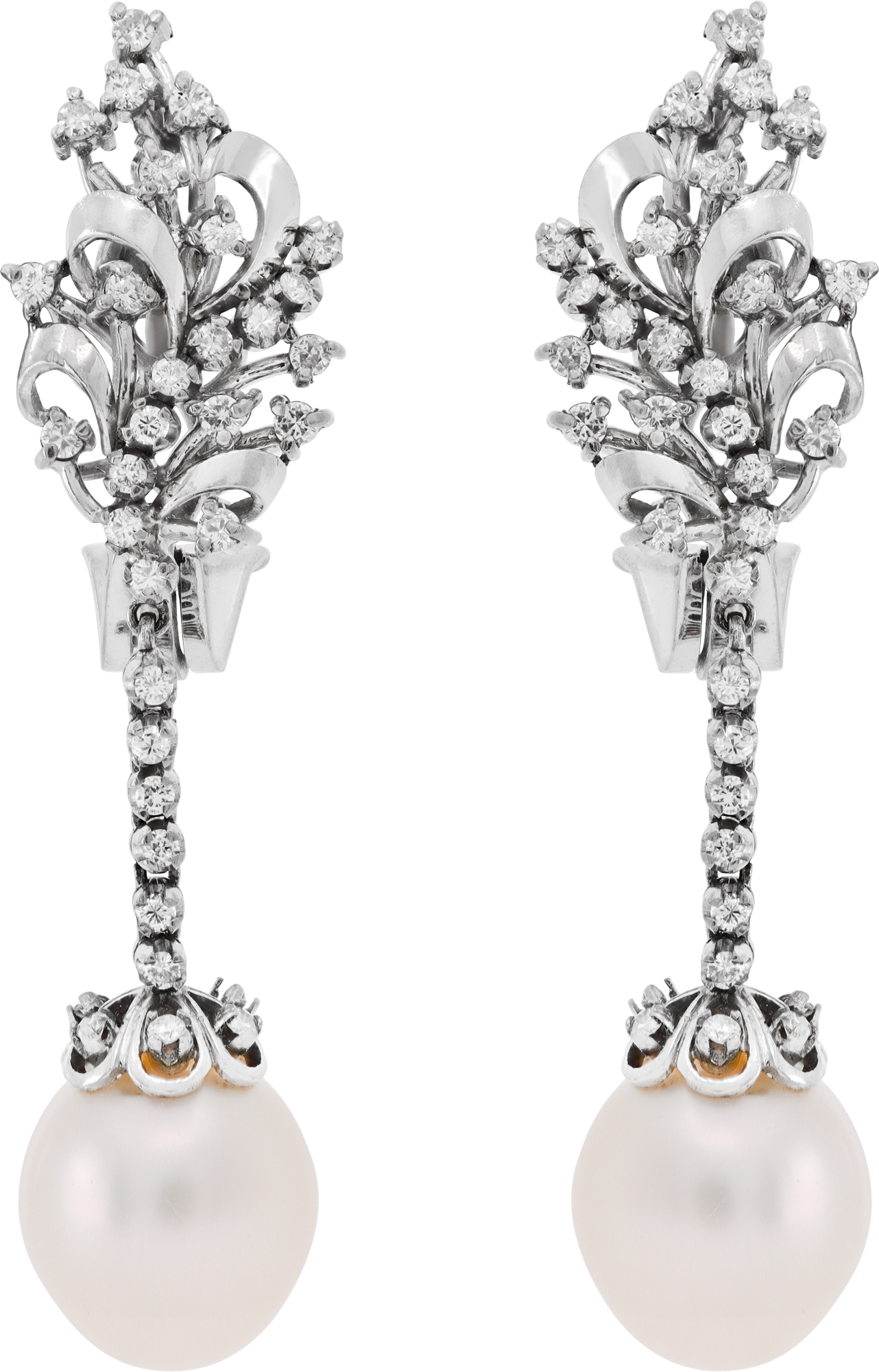 South sea Pearl drop earrings with diamonds set in 18k white gold S521763