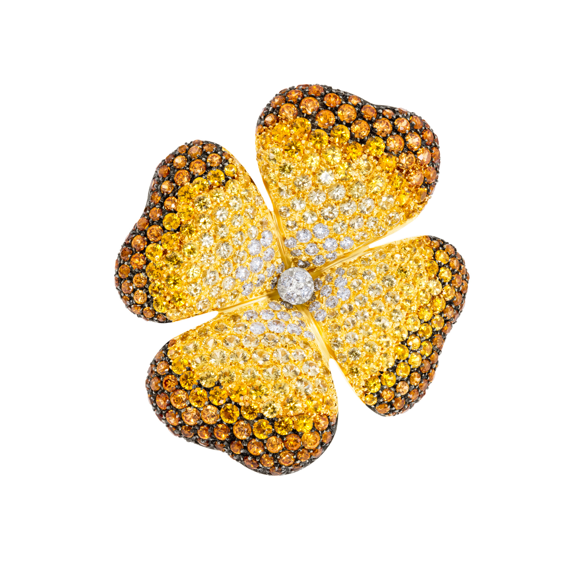 Sparkling cascade of honey and gold ring in 18k. 8.55 cts in sapphires. Size 7 Sparkling cascade of honey and gold ring in 18k. 8.55 cts in sapphires. Size 7