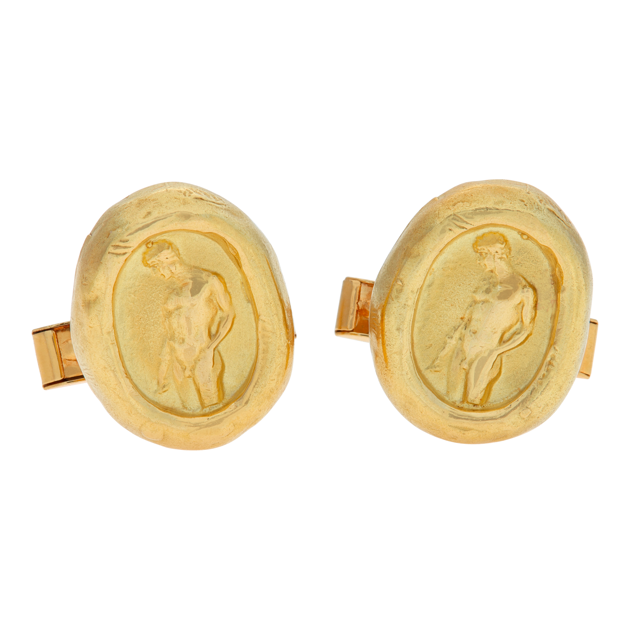 Statue of David motif cufflinks in 18k yellow gold | Gray & Sons
