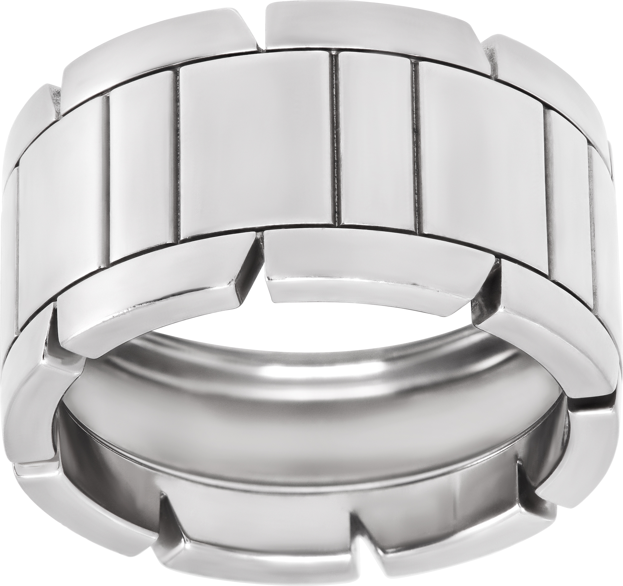 Tank Francaise Ring in 18k White Gold Gray Sons Jewelers