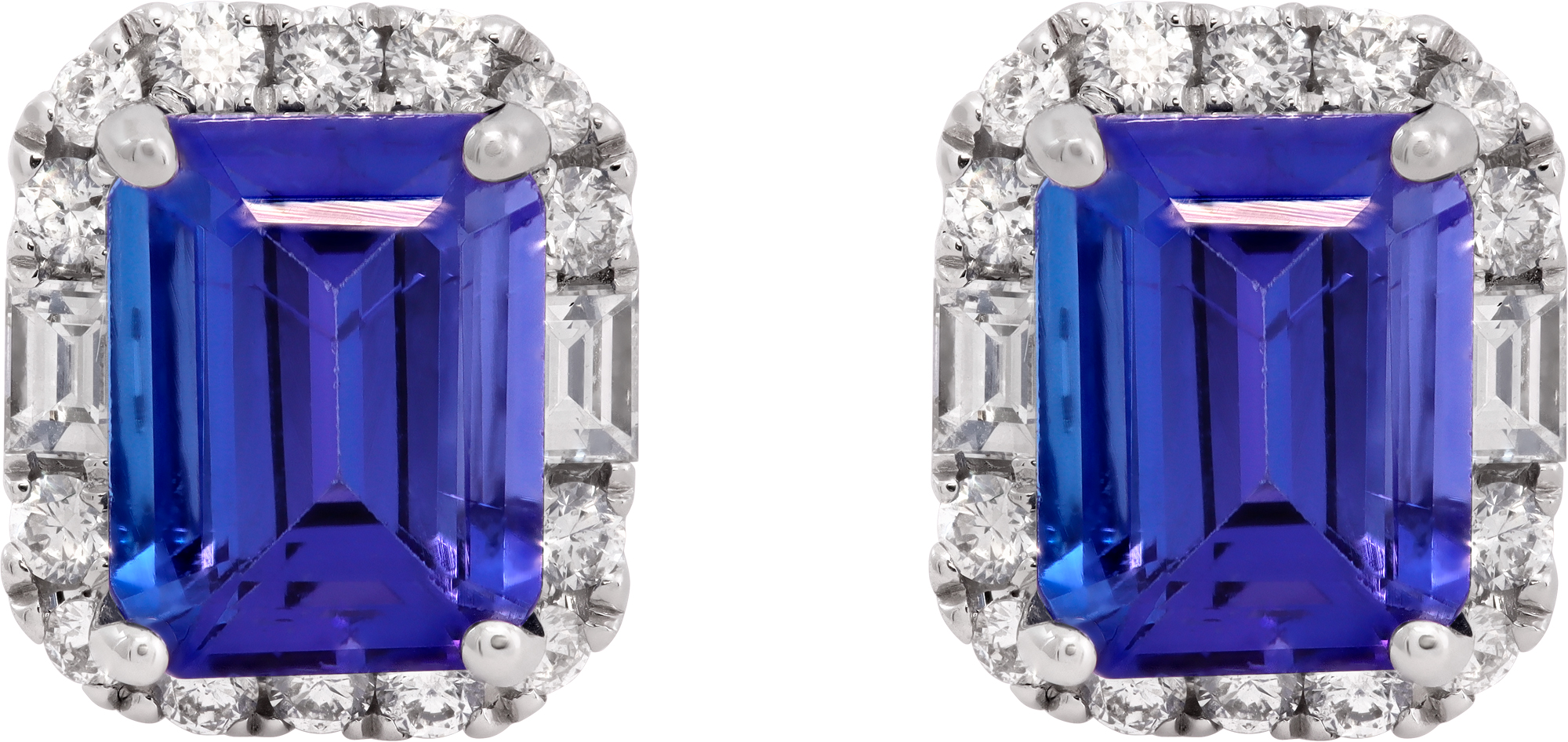 Tanzanite and diamond earrings set in 18k white gold